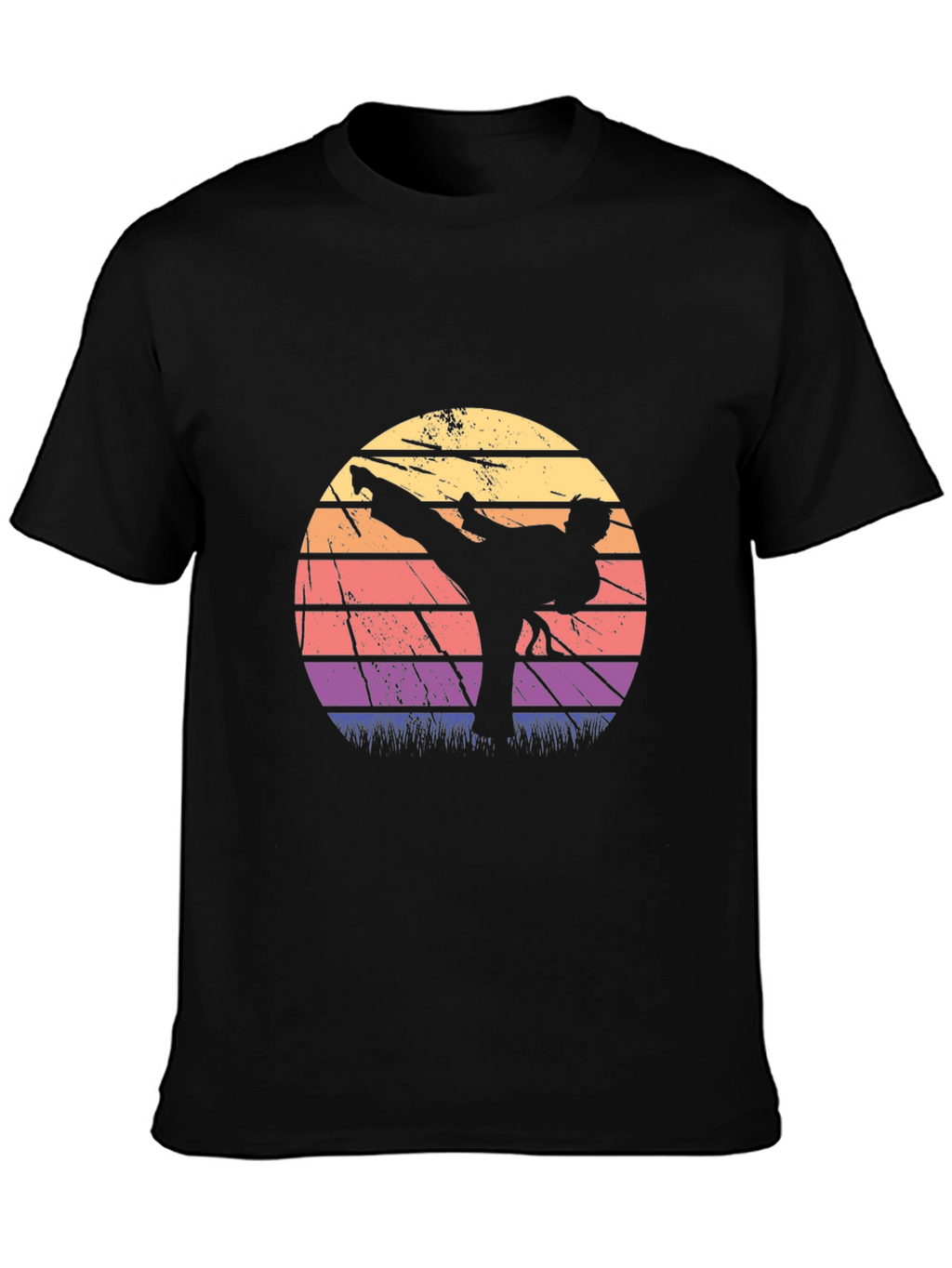 Retro Karate Sunset Graphic T-Shirt