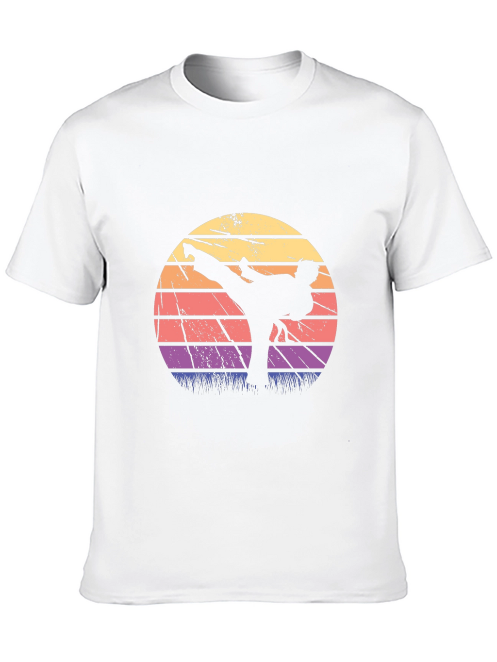Retro Karate Sunset Graphic T-Shirt