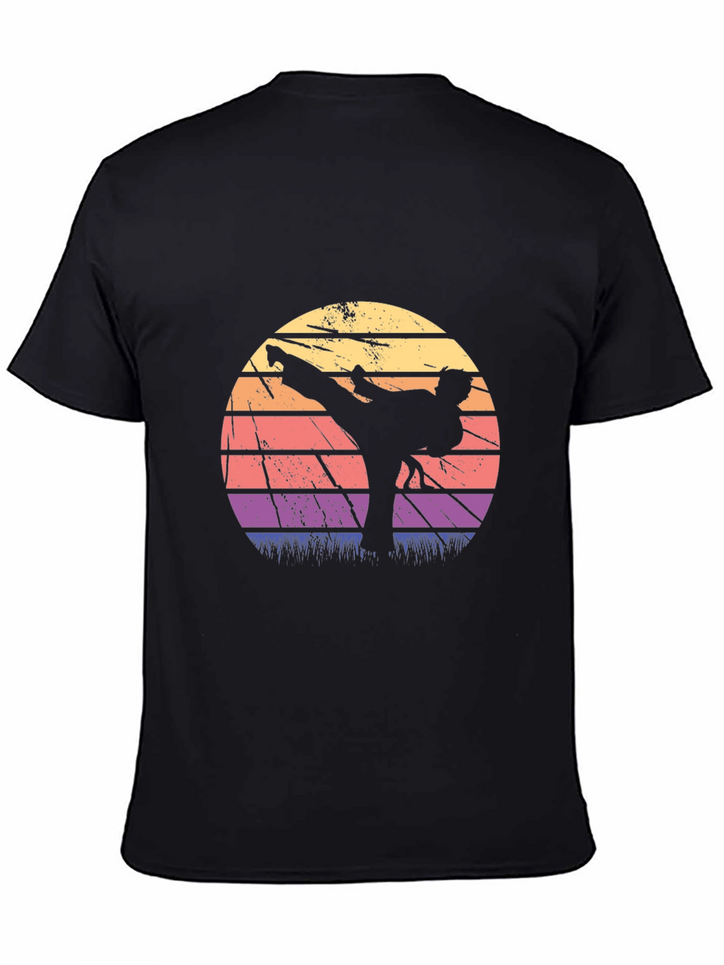Retro Karate Sunset Graphic T-Shirt