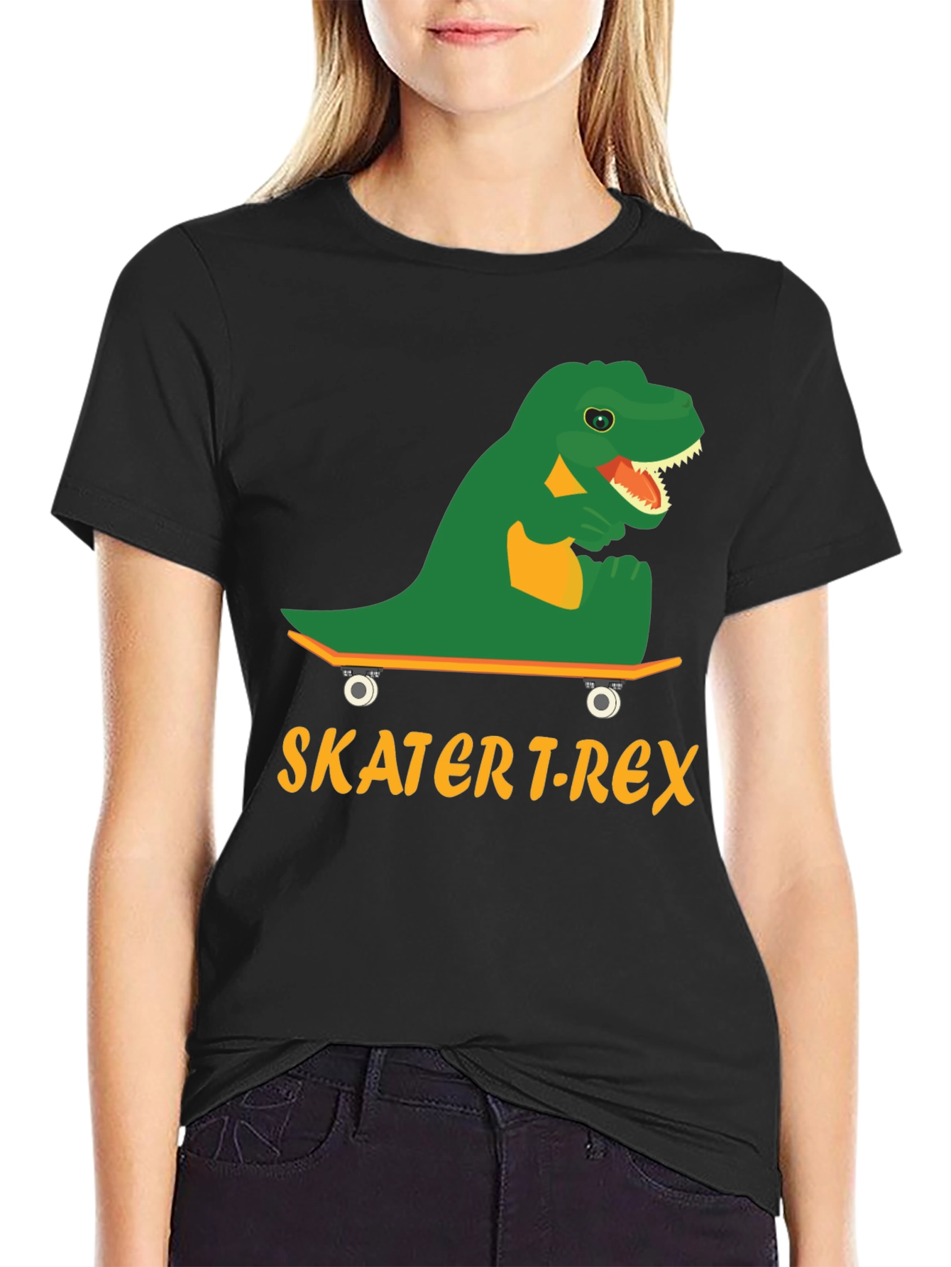 Skater T-Rex Graphic Tee - Cool Dinosaur Skateboard T-Shirt