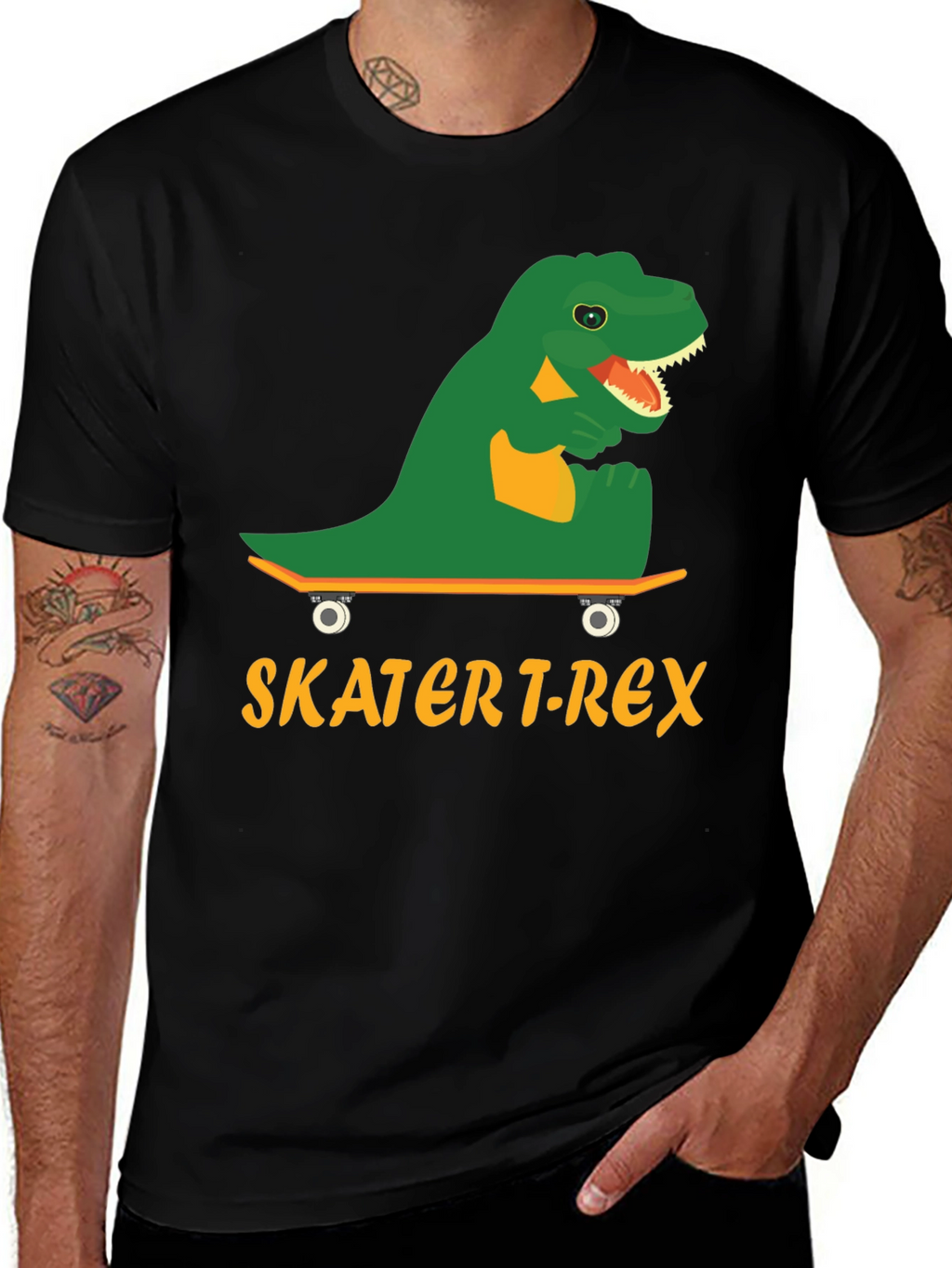 Skater T-Rex Graphic Tee - Cool Dinosaur Skateboard T-Shirt