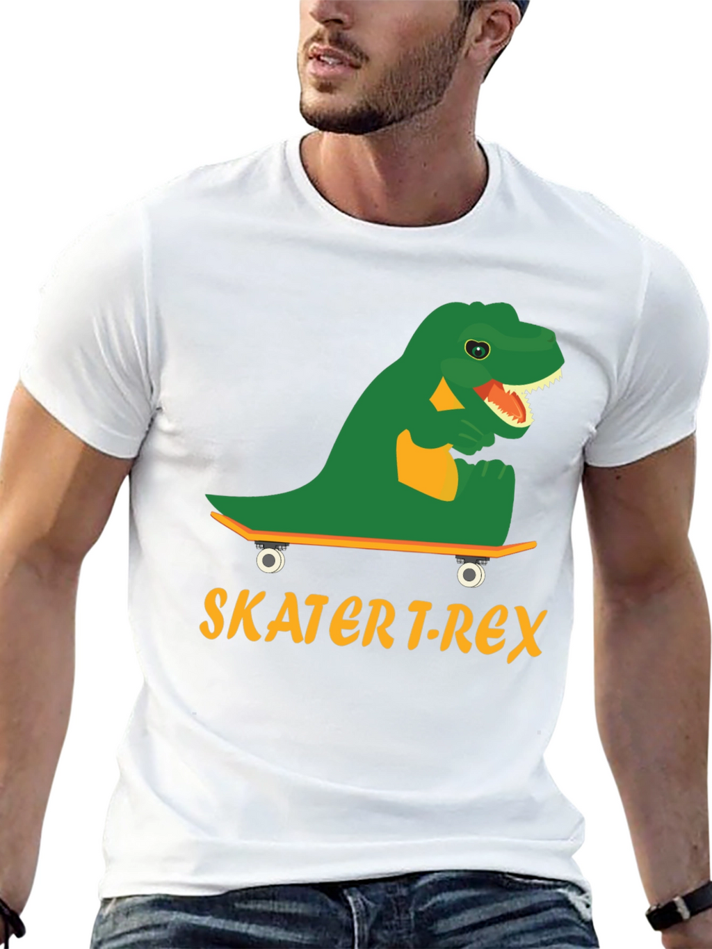 Skater T-Rex Graphic Tee - Cool Dinosaur Skateboard T-Shirt