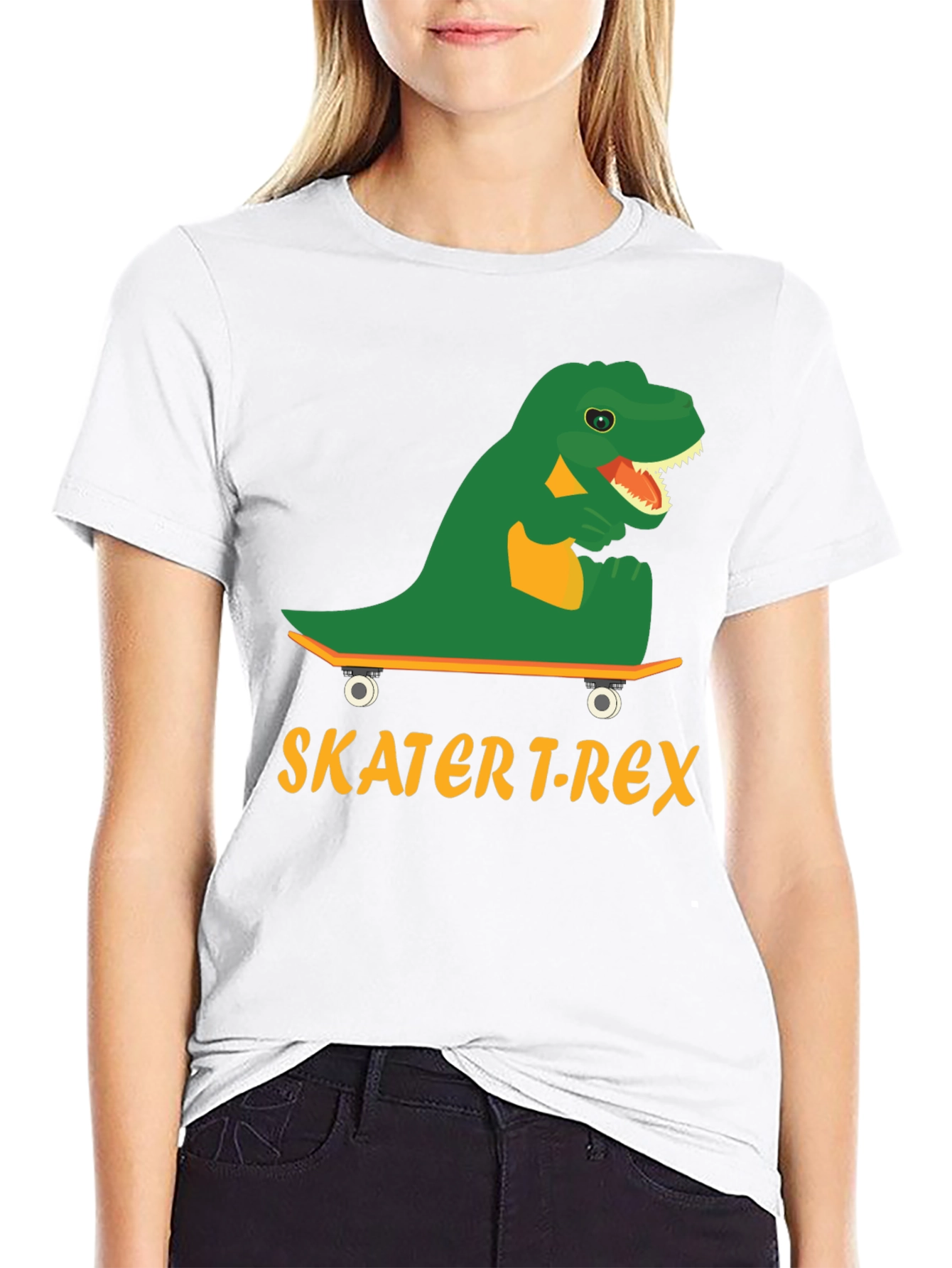 Skater T-Rex Graphic Tee - Cool Dinosaur Skateboard T-Shirt