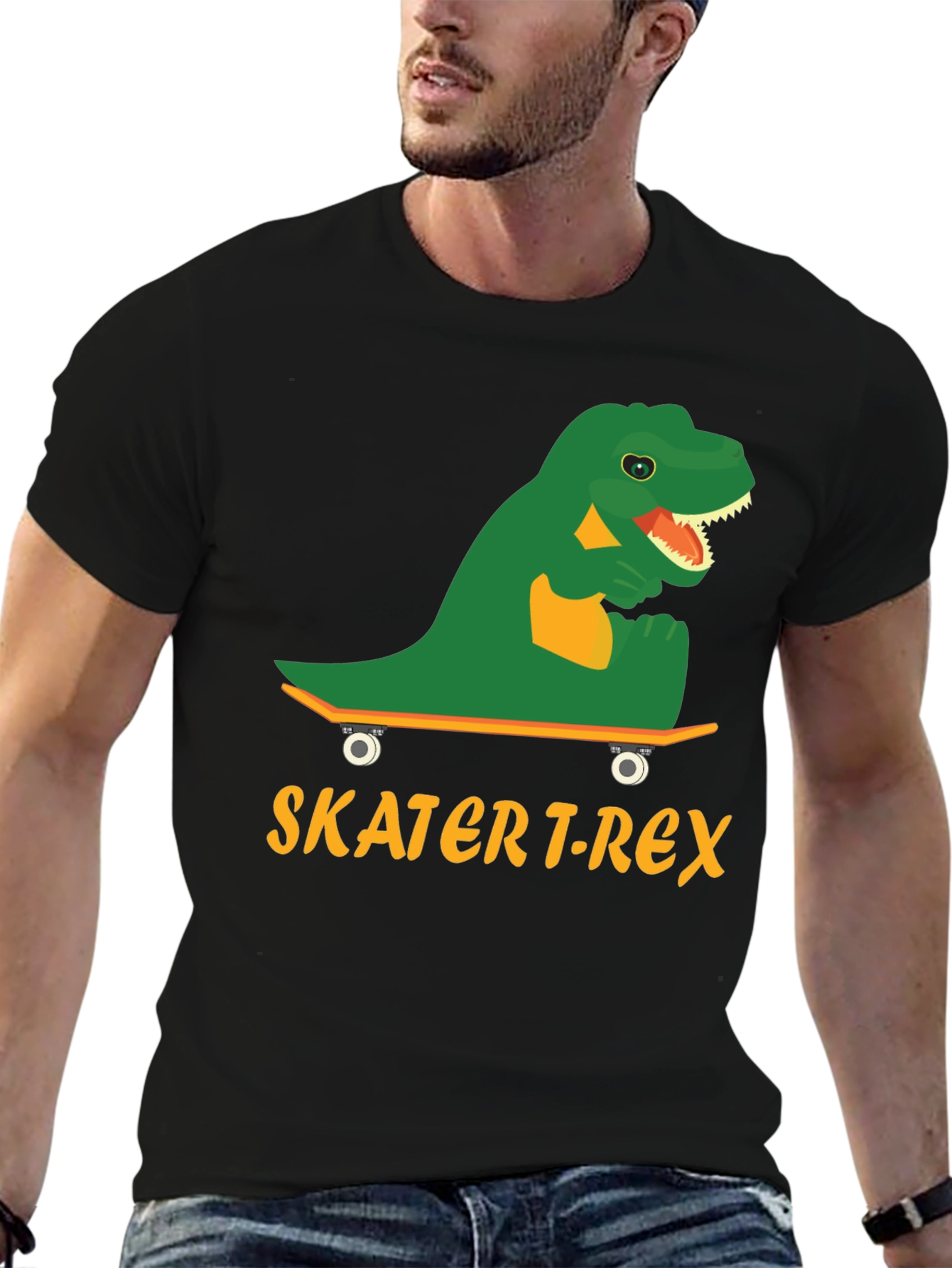 Skater T-Rex Graphic Tee - Cool Dinosaur Skateboard T-Shirt