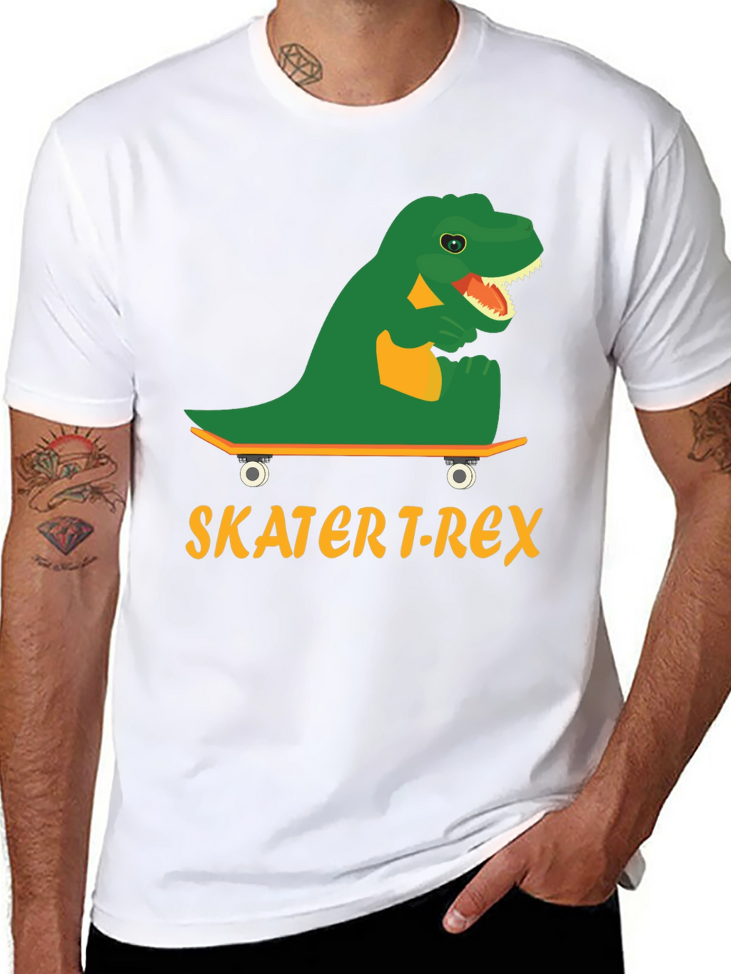 Skater T-Rex Graphic Tee - Cool Dinosaur Skateboard T-Shirt