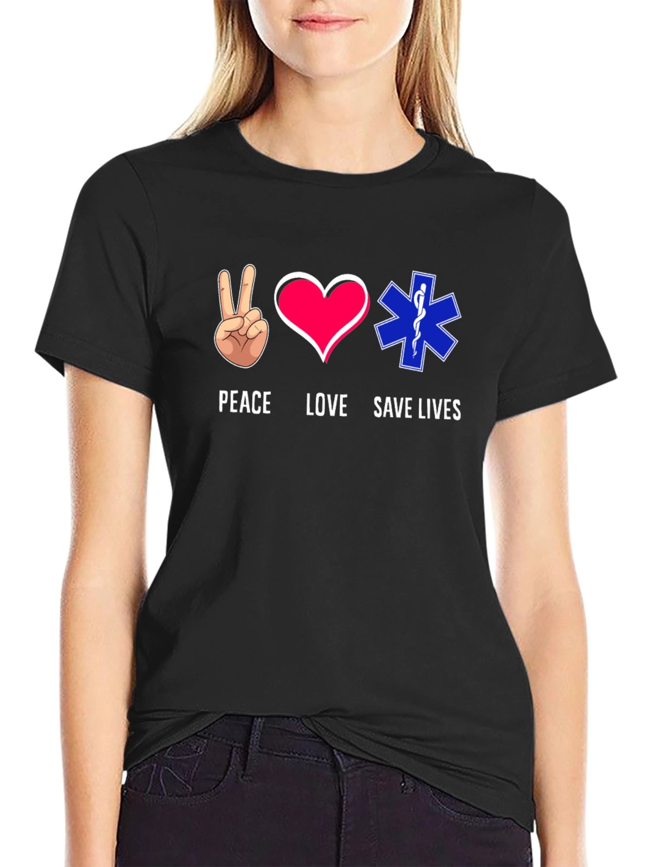 Peace Love Save Lives Graphic T-Shirt