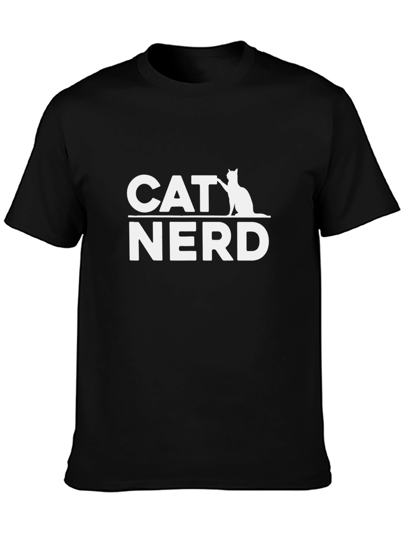 Cat Nerd T-Shirt - Black Cotton Graphic Tee