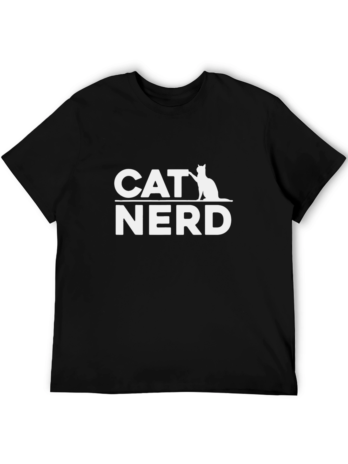 Cat Nerd T-Shirt - Black Cotton Graphic Tee