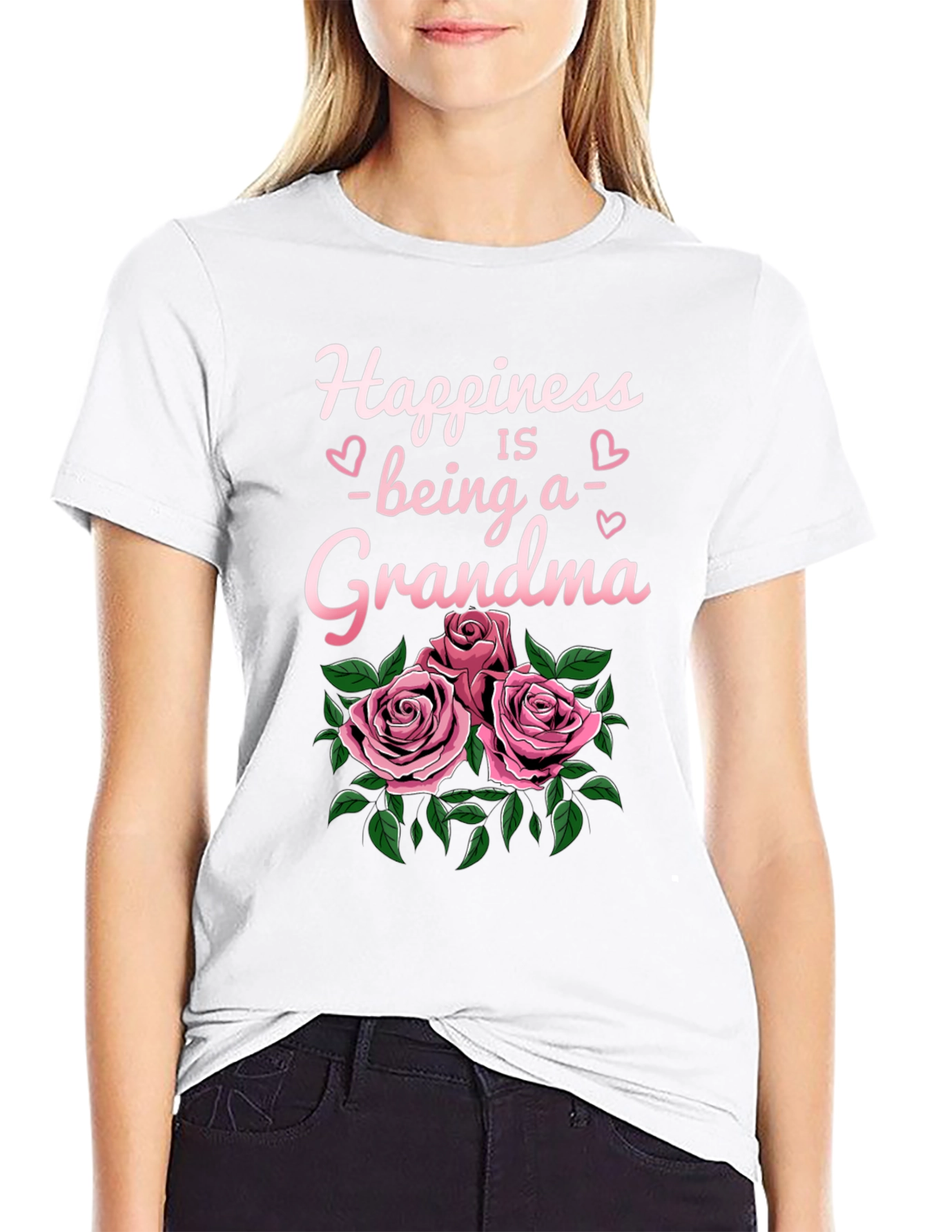 Happiness Being a Grandma T-Shirt with Roses