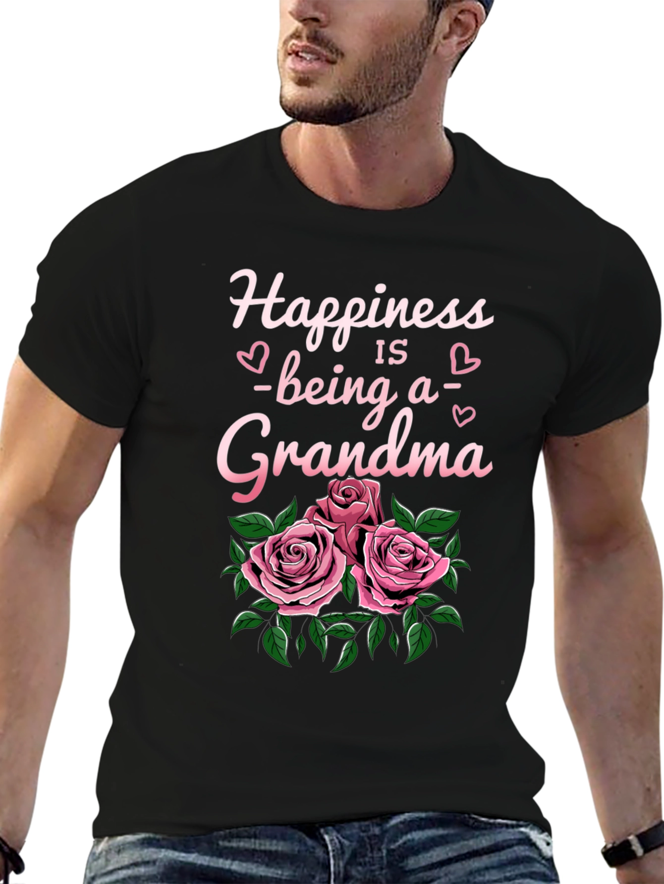 Happiness Being a Grandma T-Shirt with Roses