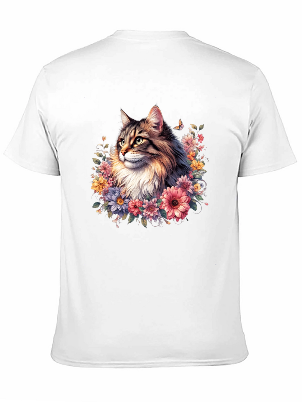 Floral Cat Graphic T-Shirt - Premium Unisex Tee