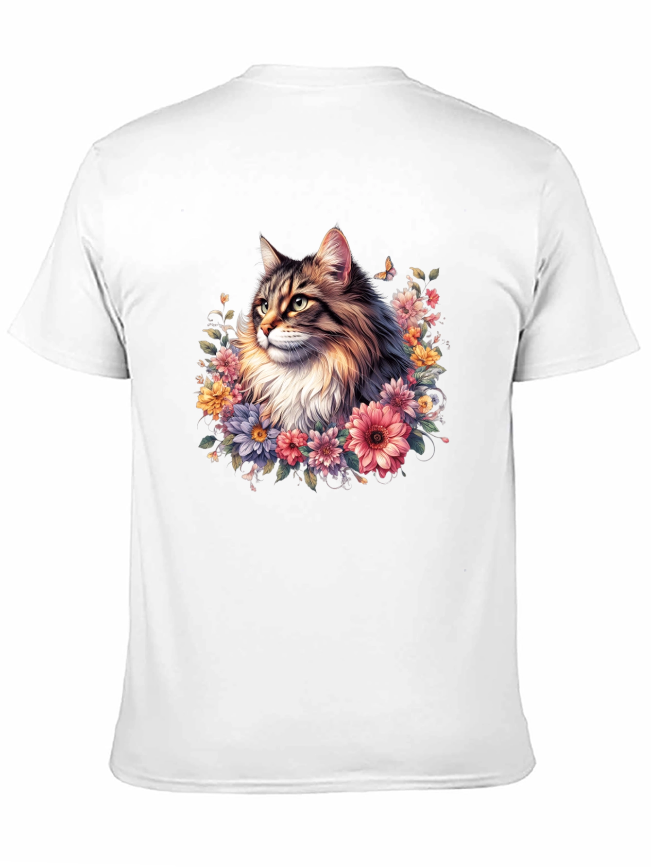 Floral Cat Graphic T-Shirt - Premium Unisex Tee