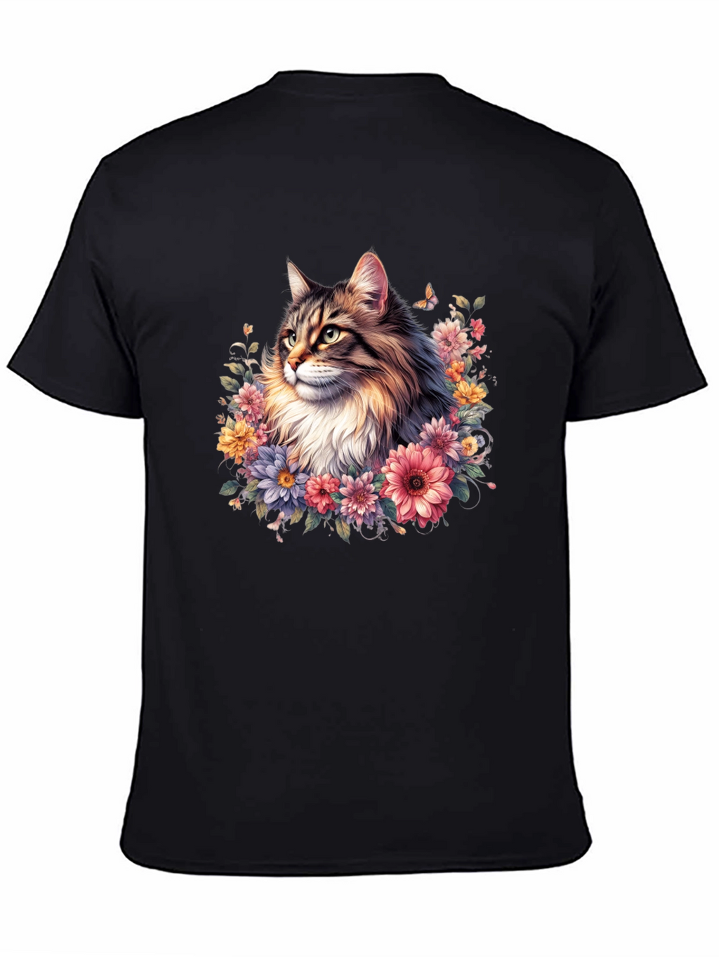 Floral Cat Graphic T-Shirt - Premium Unisex Tee