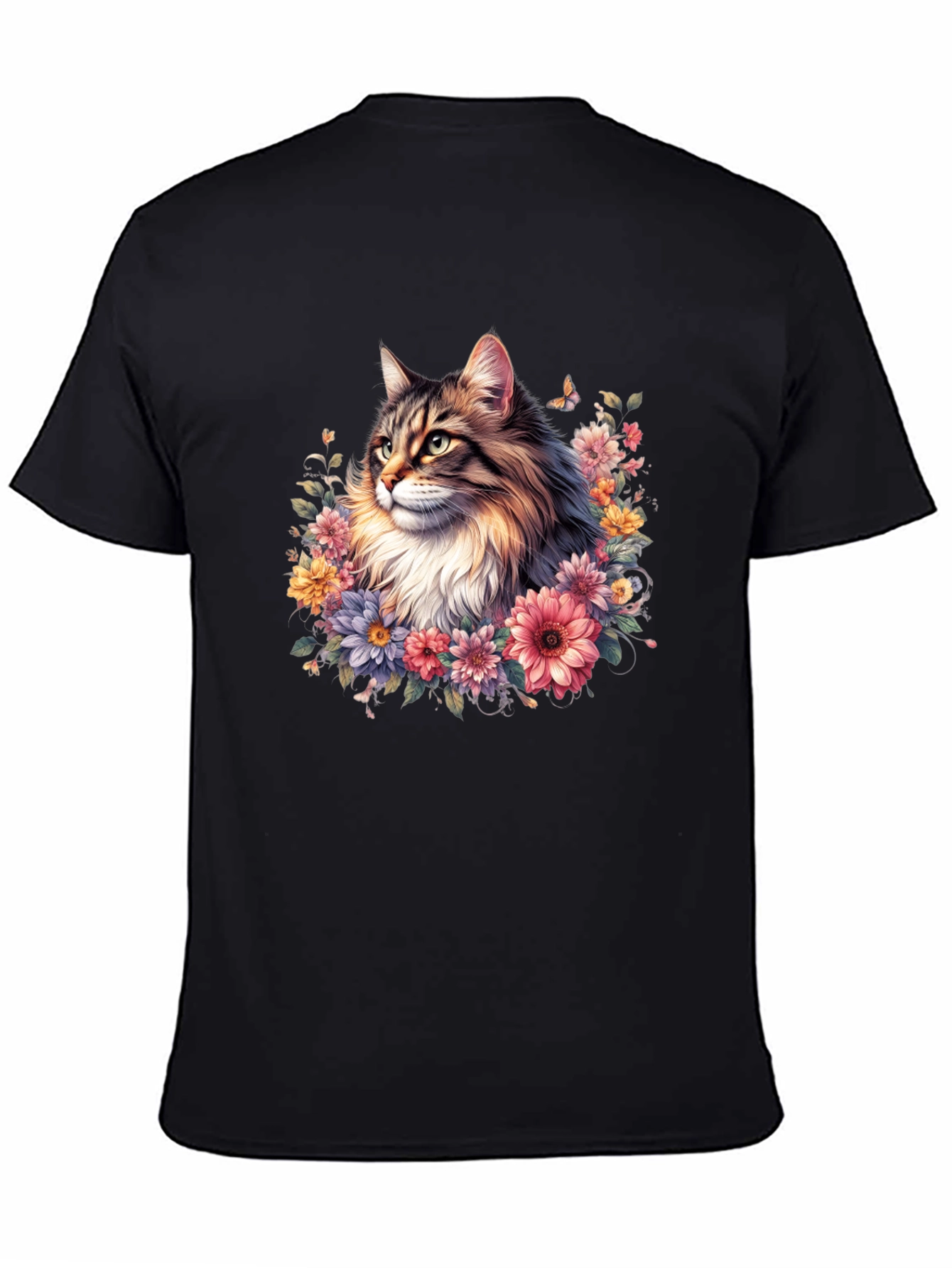 Floral Cat Graphic T-Shirt - Premium Unisex Tee