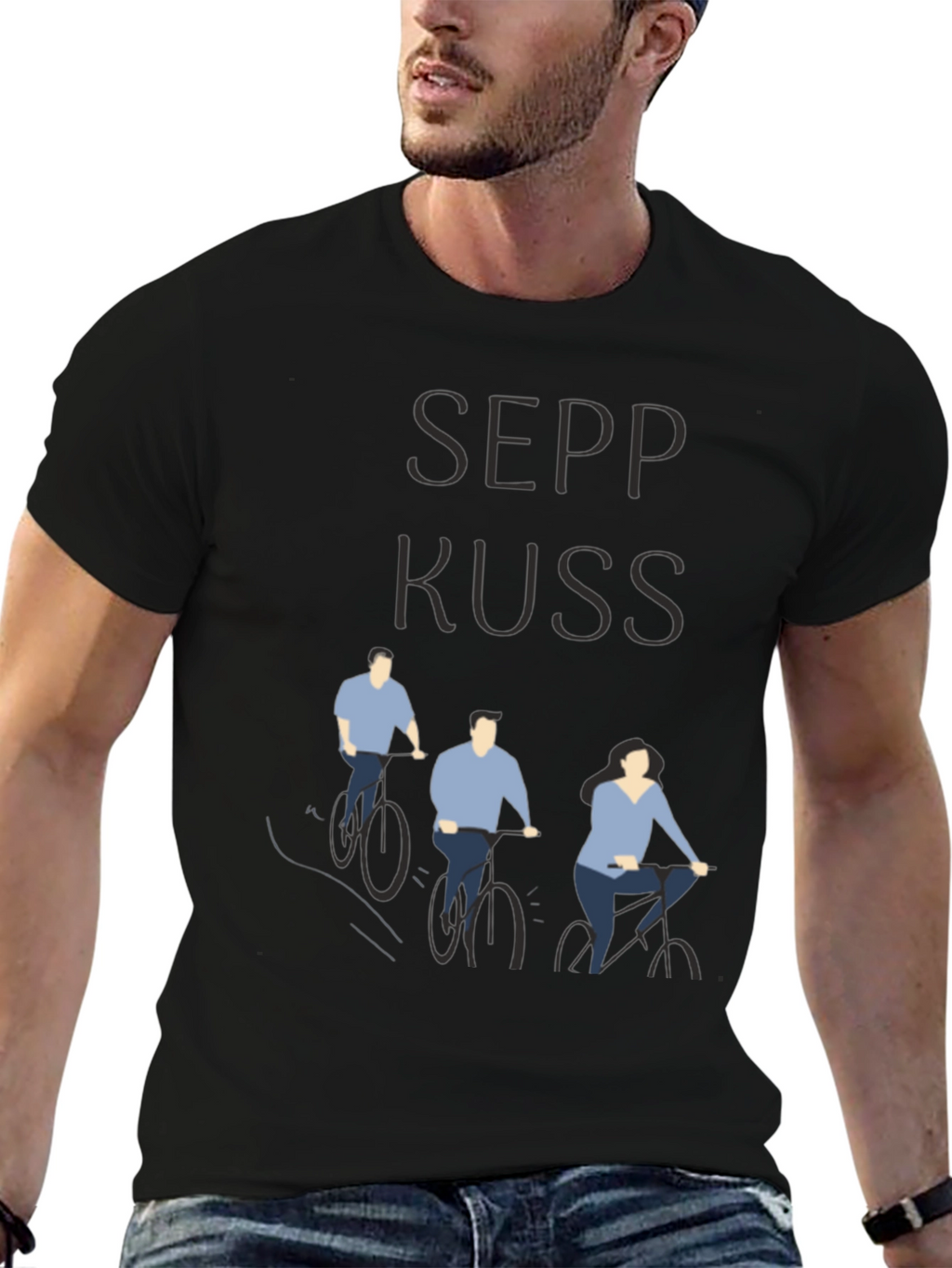 Sepp Kuss Cycling Tee - Black Cotton Graphic T-Shirt