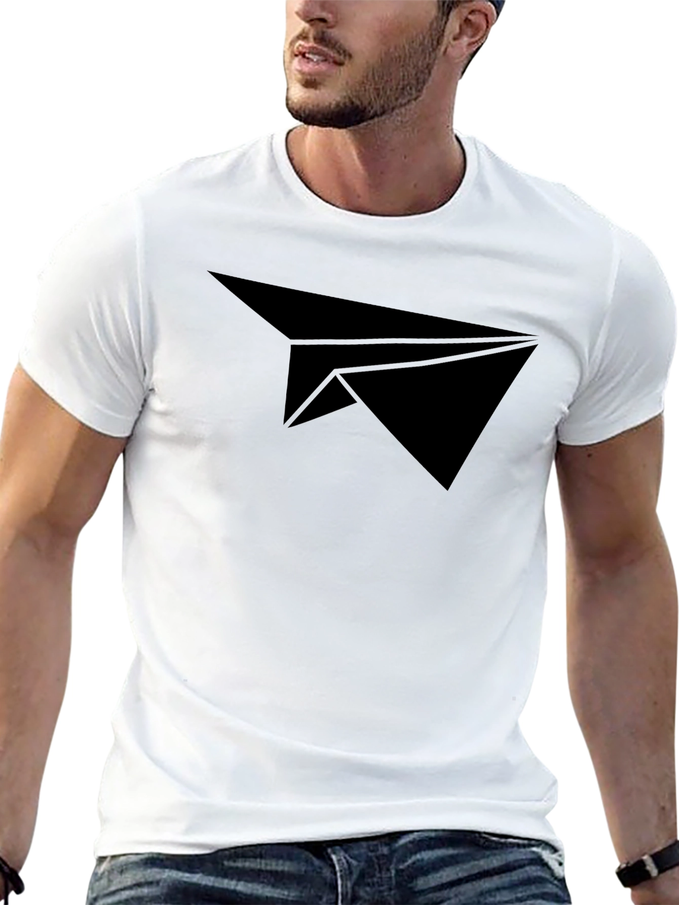 Black Paper Airplane Graphic Tee - Stylish Casual Wear