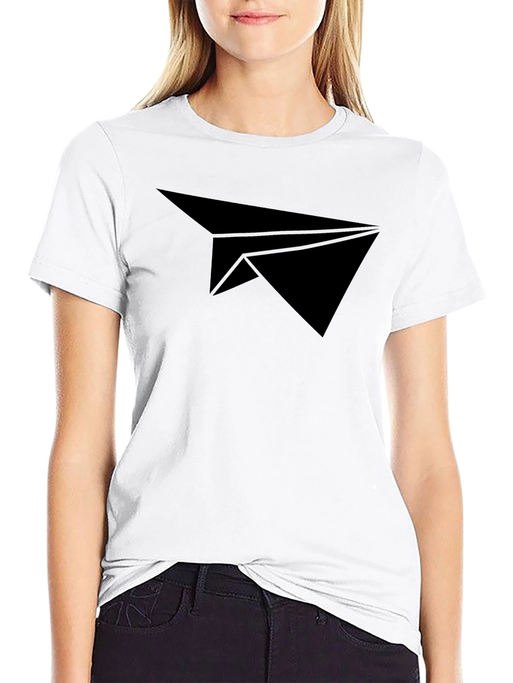 Black Paper Airplane Graphic Tee - Stylish Casual Wear