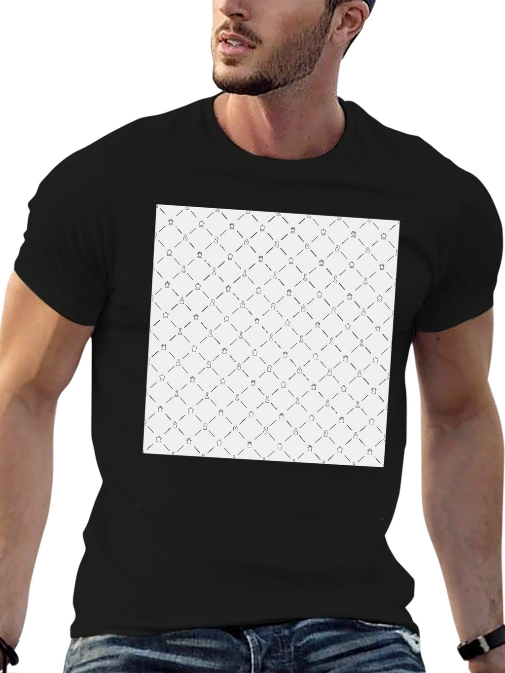 Chess Pattern Black T-Shirt