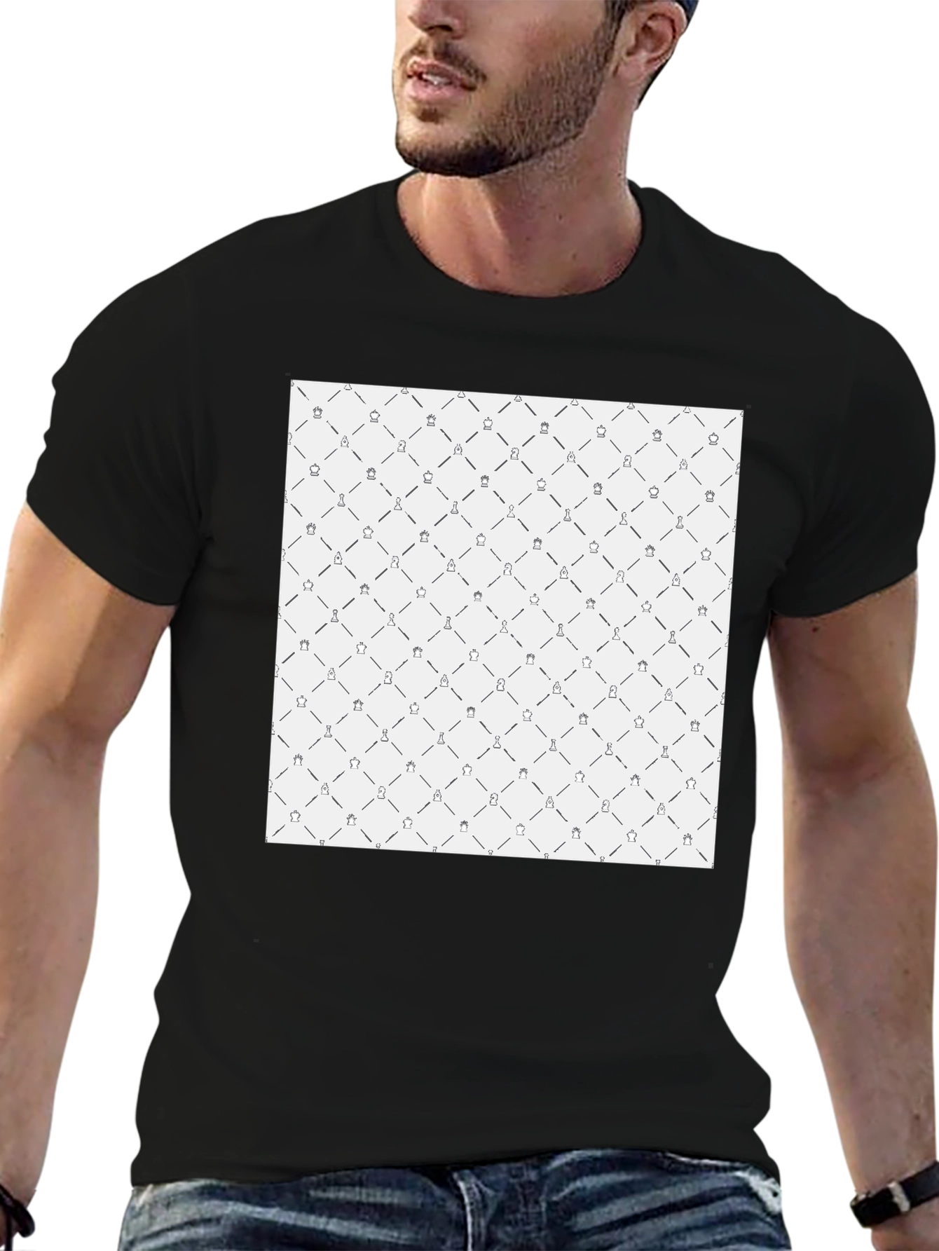 Chess Pattern Black T-Shirt