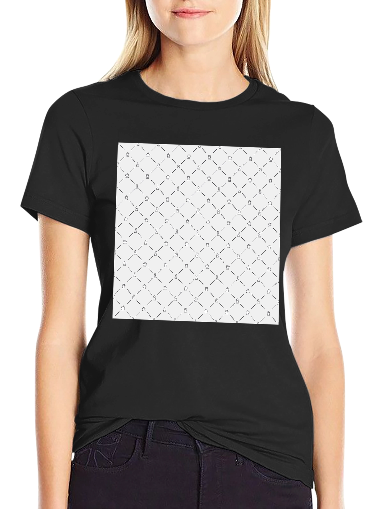 Chess Pattern Black T-Shirt