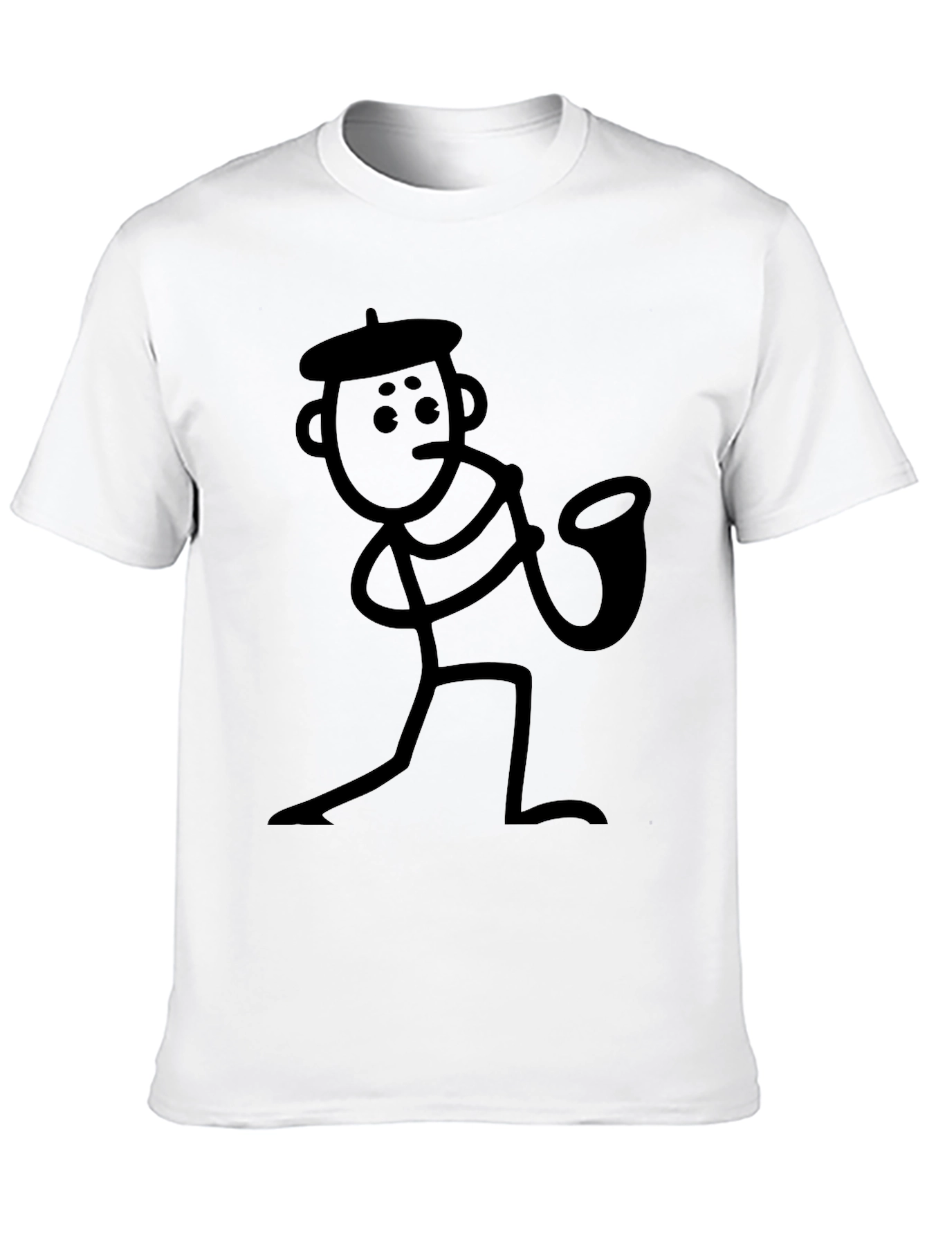 Saxophone Stick Figure T-Shirt - Funny Musician Tee