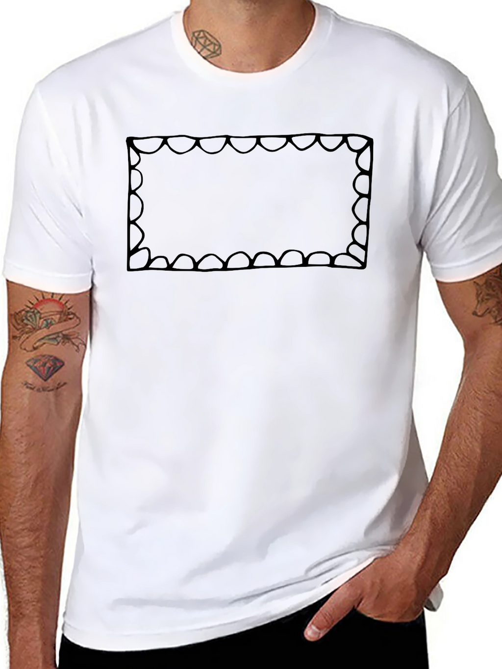 Graphic Tee: Scalloped Frame Design - Classic Black