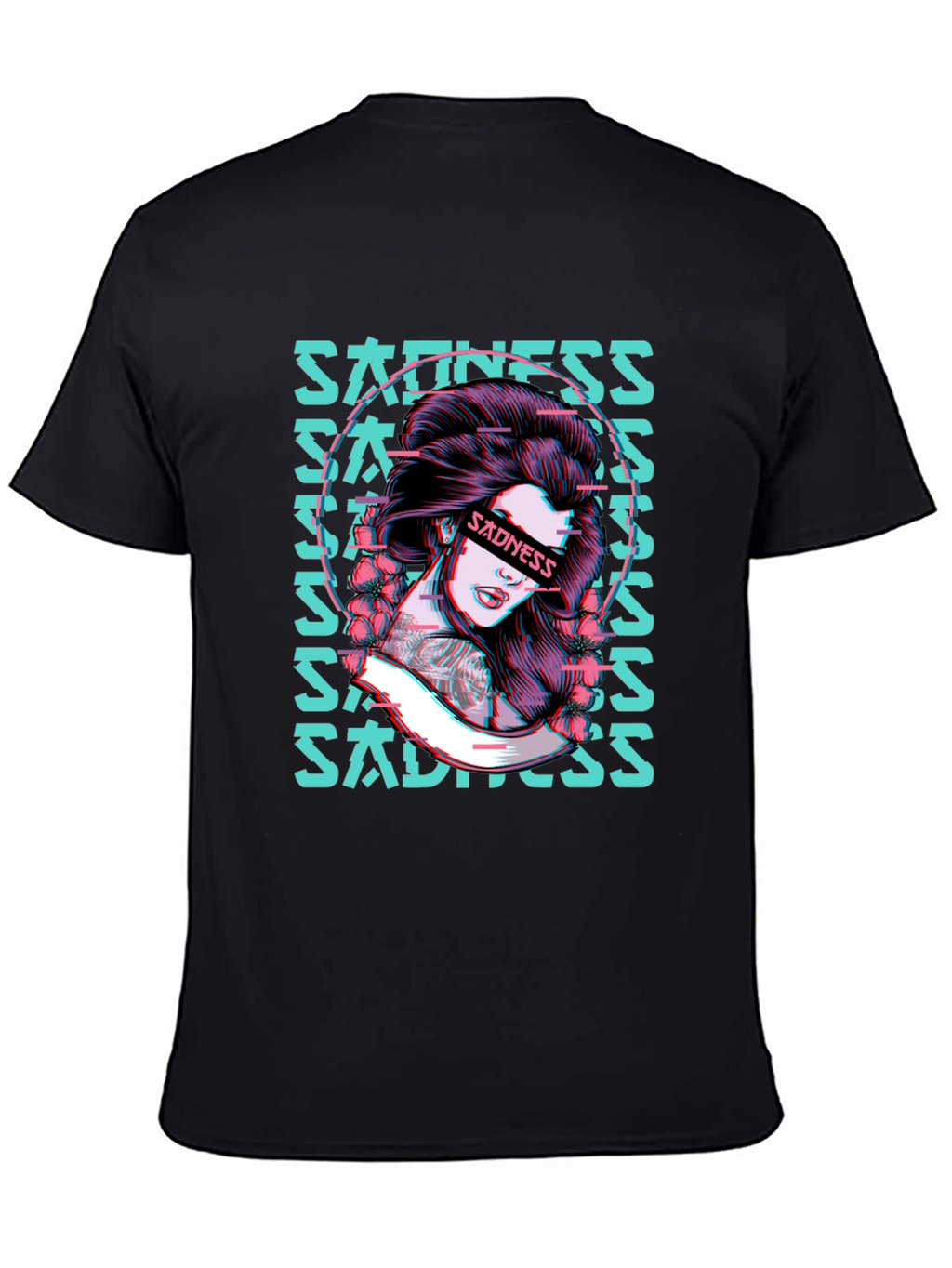 Sadness Woman Graphic Black T-Shirt