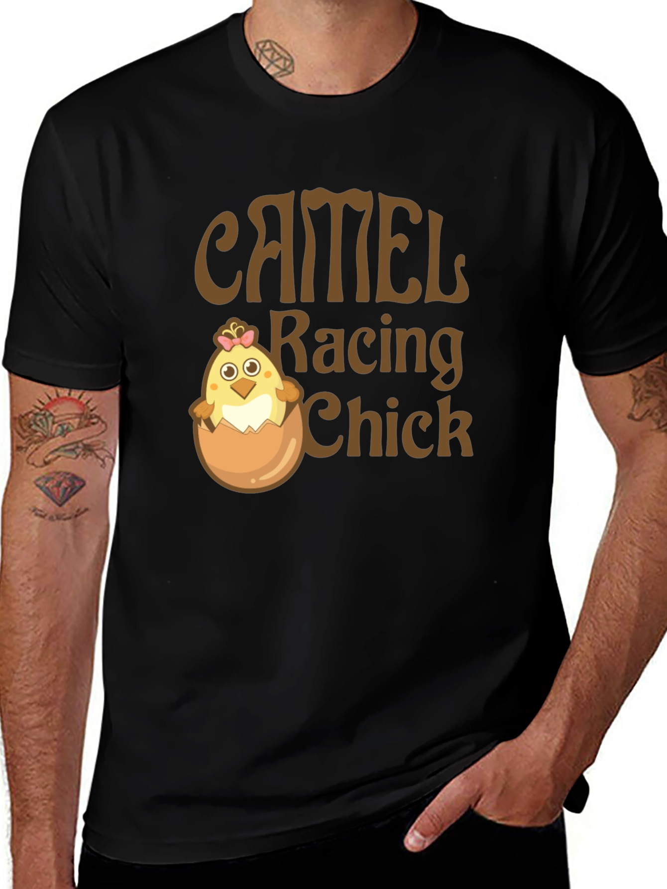 Camel Racing Chick Funny T-Shirt