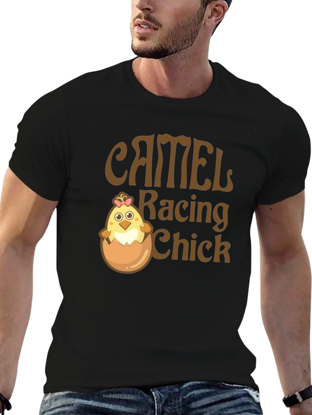 Camel Racing Chick Funny T-Shirt