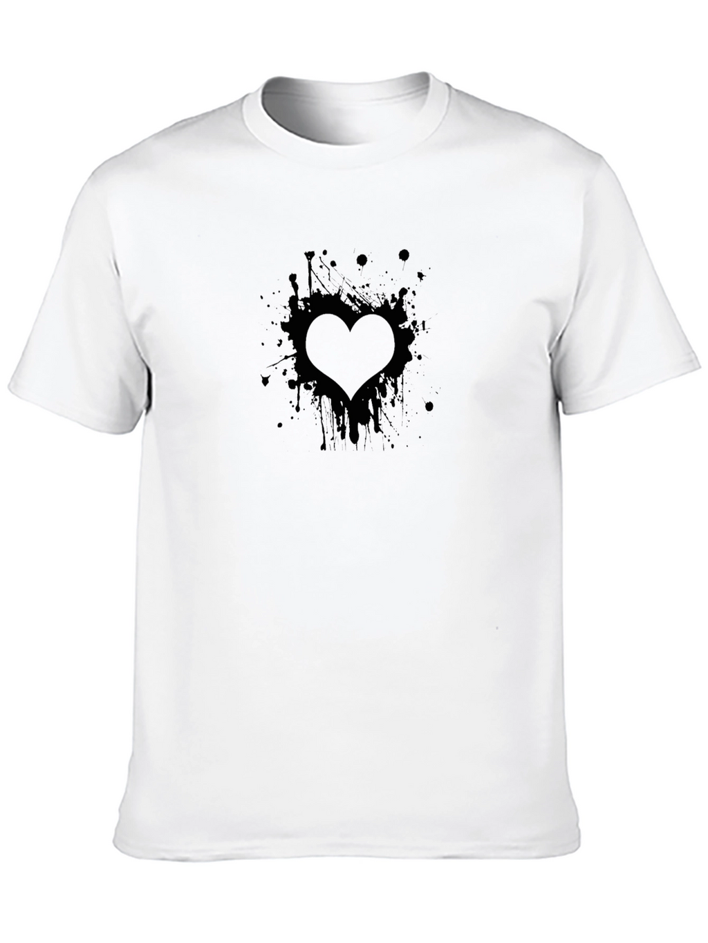 Mens Black Heart Splatter Graphic Tee