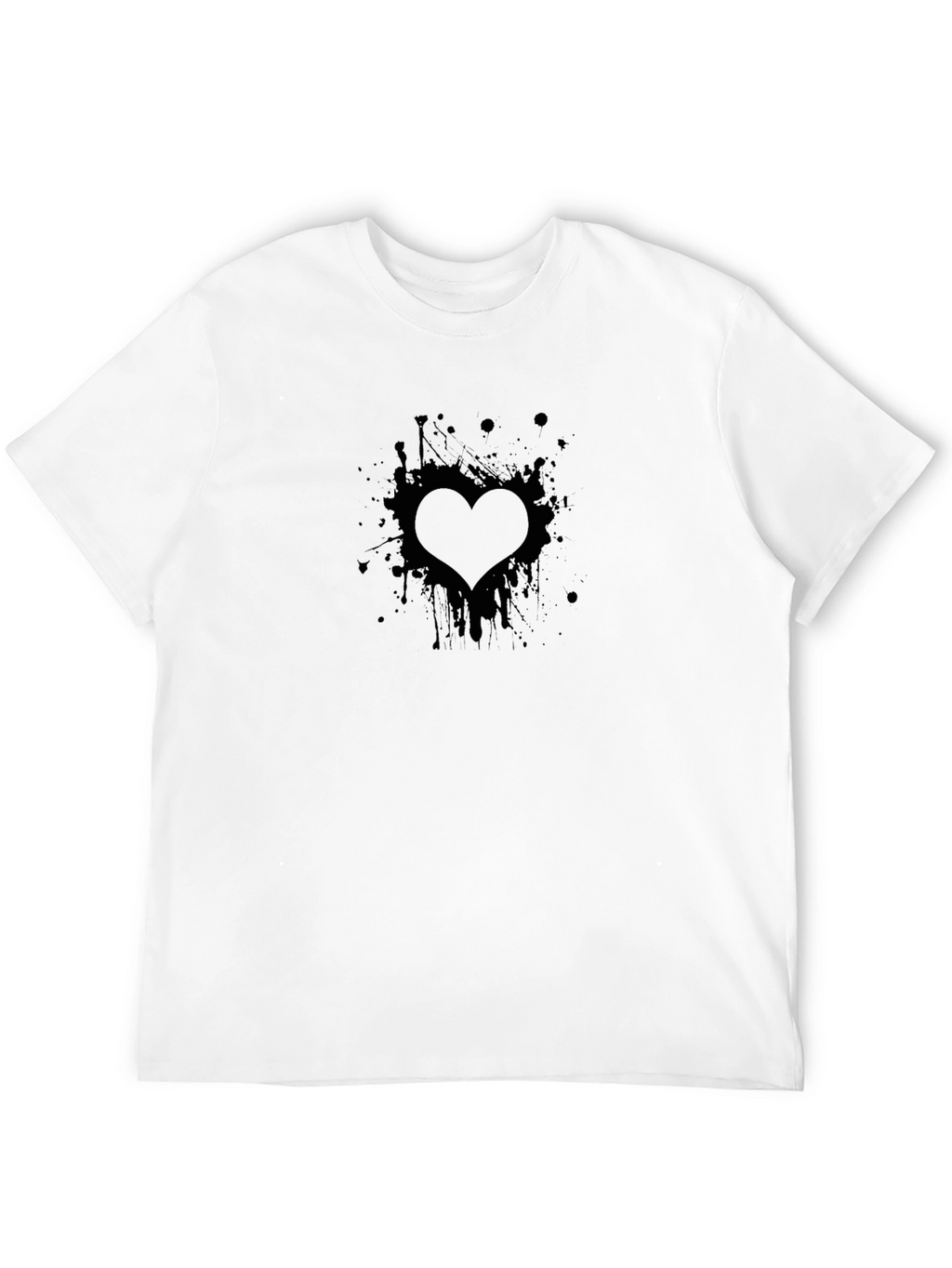 Mens Black Heart Splatter Graphic Tee