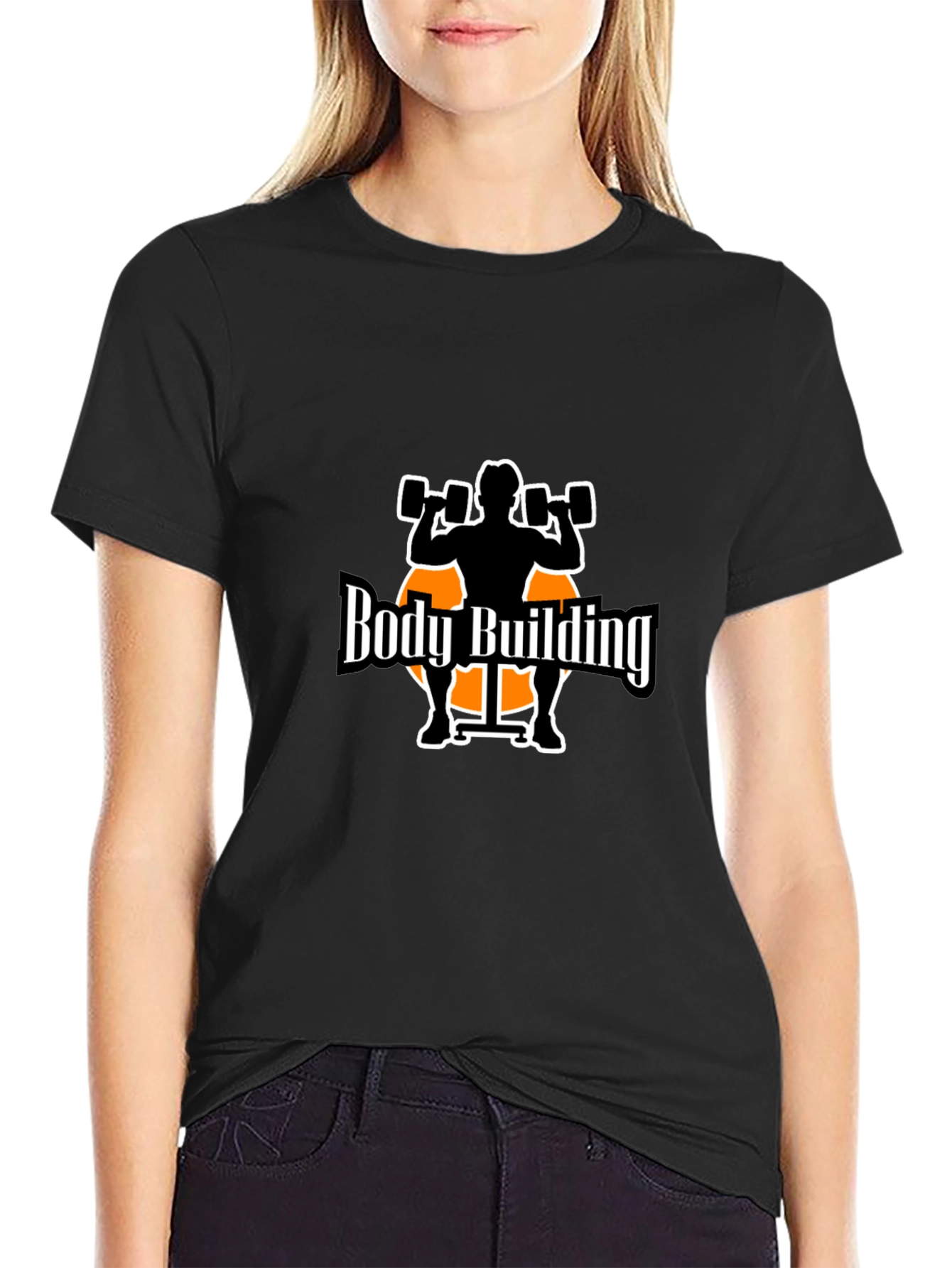 Bodybuilding Graphic Tee - Black Cotton T-Shirt