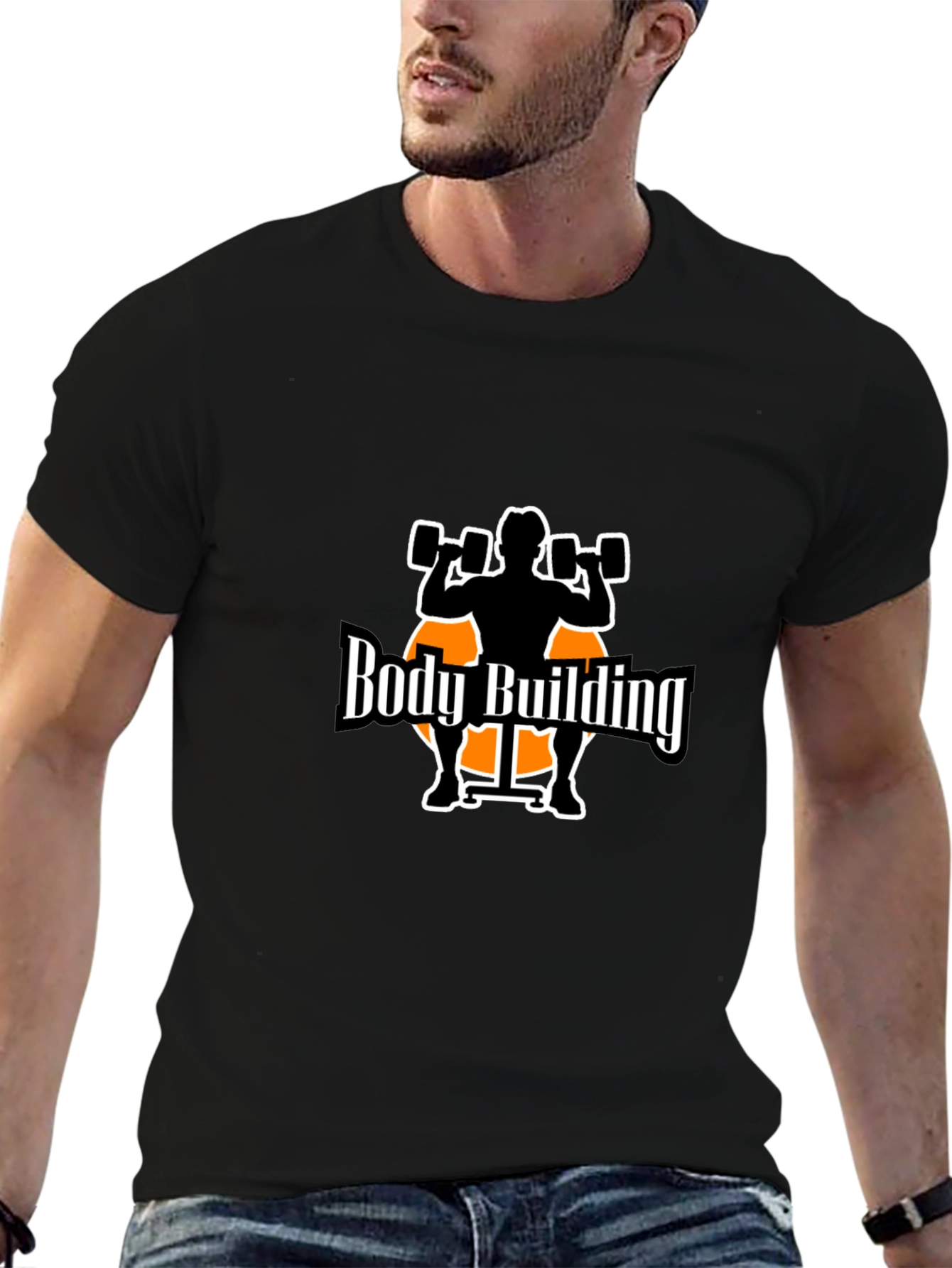 Bodybuilding Graphic Tee - Black Cotton T-Shirt