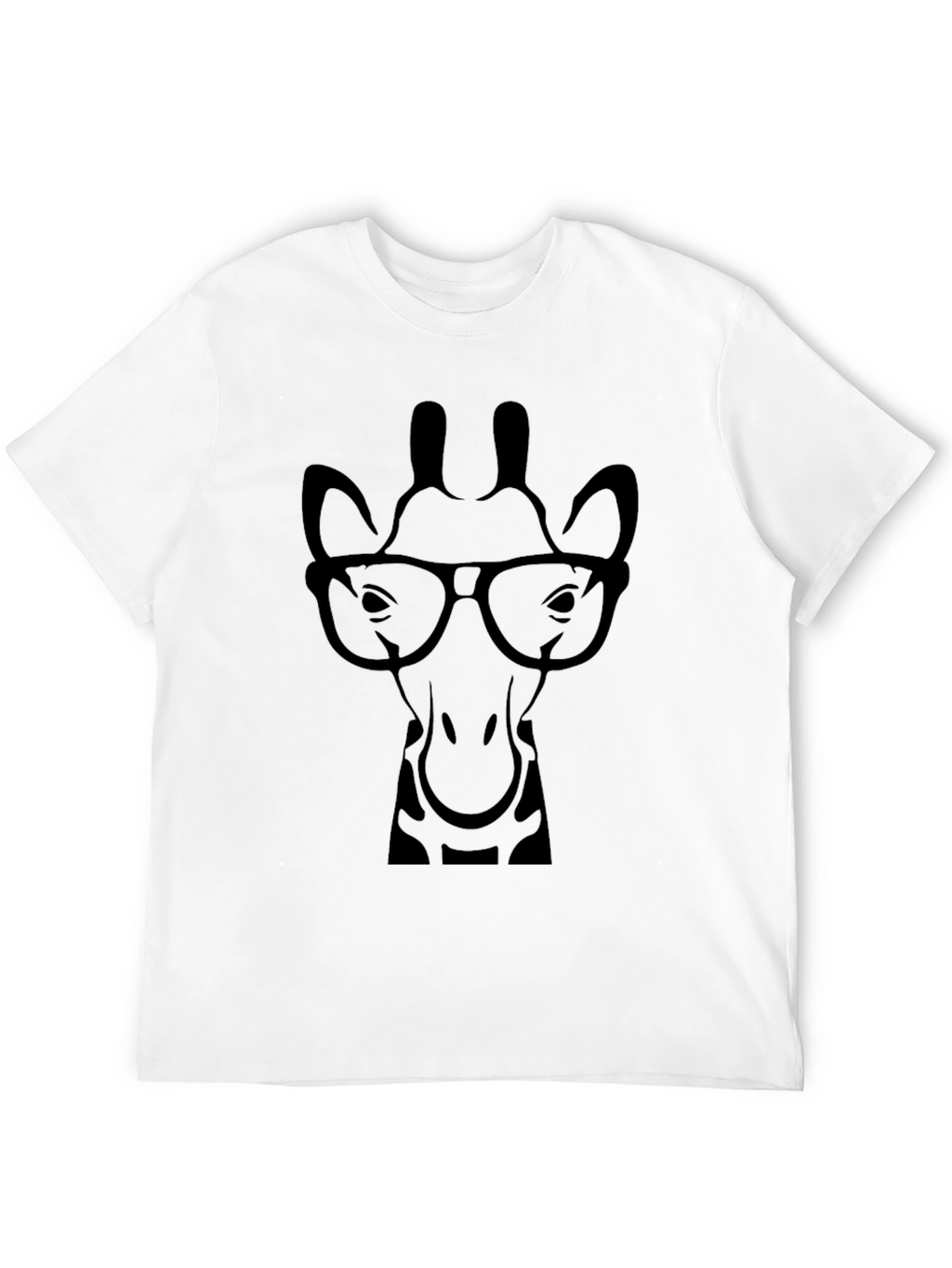 Giraffe with Glasses Black Graphic Tee