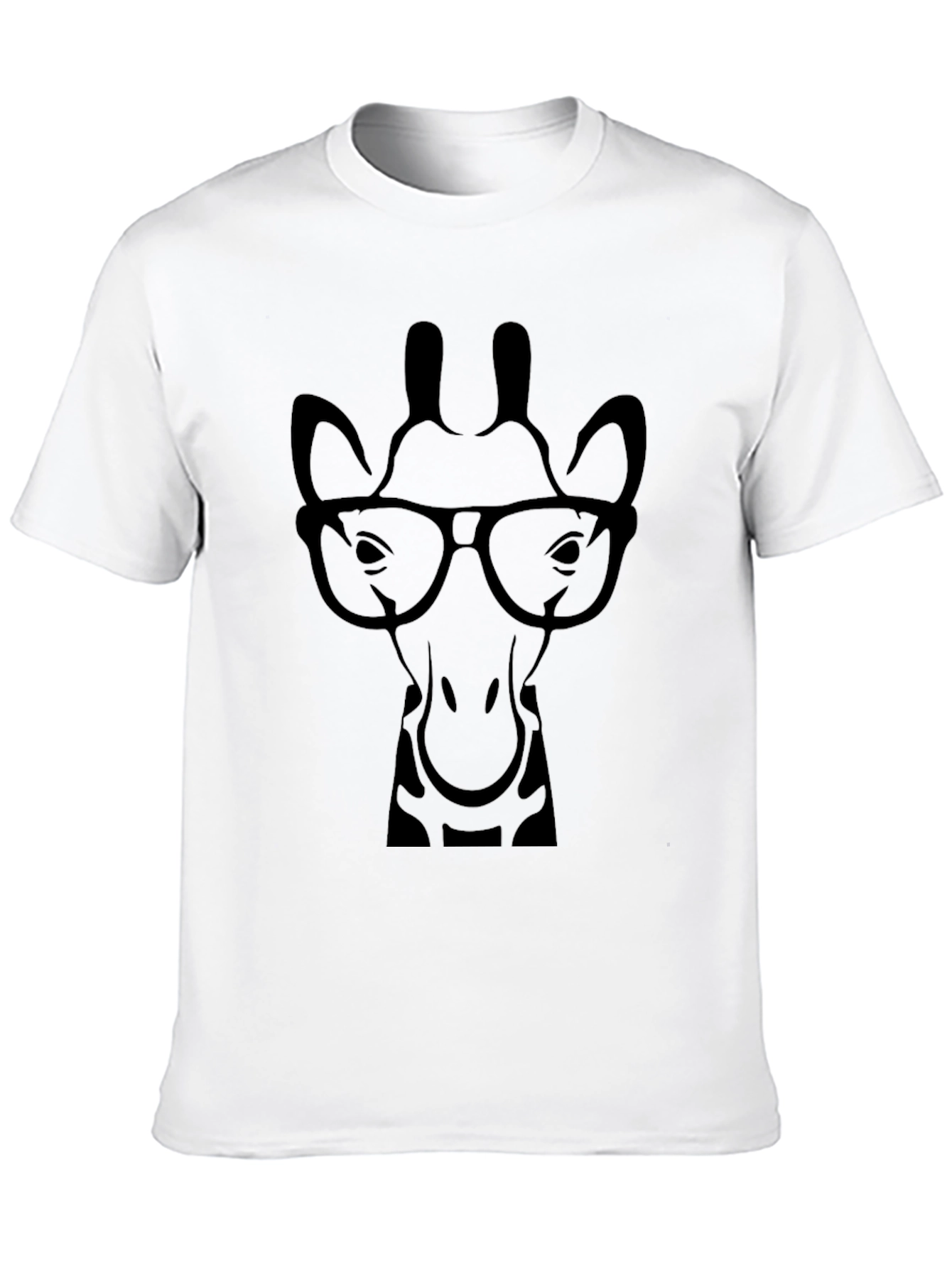 Giraffe with Glasses Black Graphic Tee