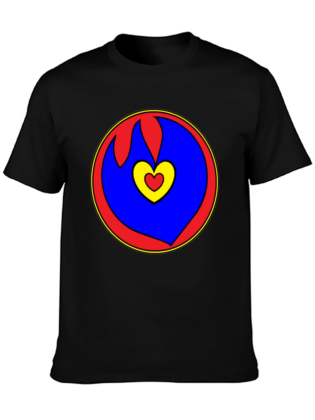 Heart Circle Graphic Tee - Black Casual Shirt