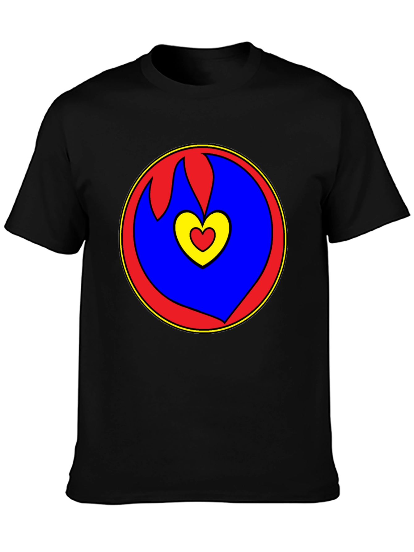 Heart Circle Graphic Tee - Black Casual Shirt