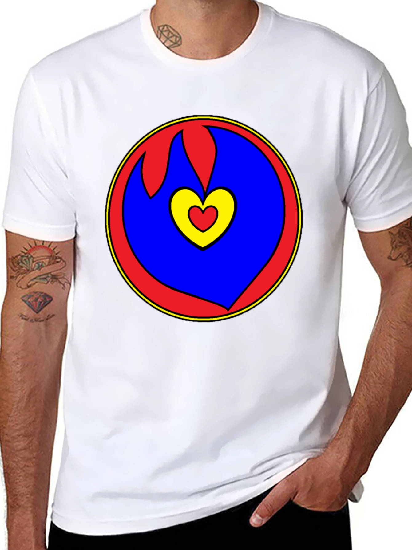 Heart Circle Graphic Tee - Black Casual Shirt