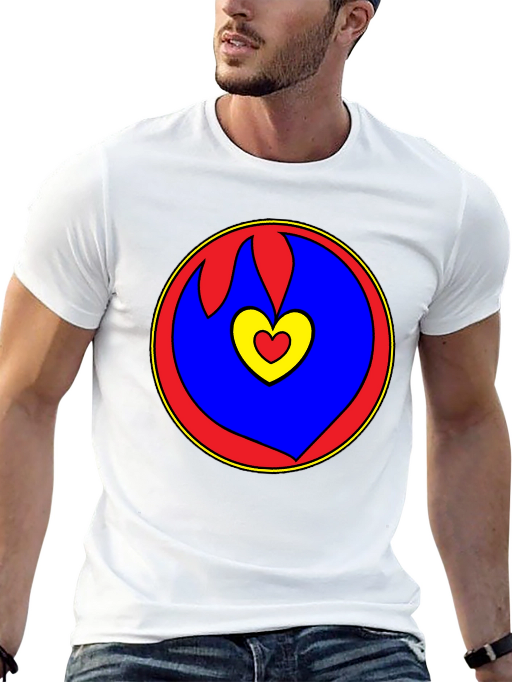 Heart Circle Graphic Tee - Black Casual Shirt