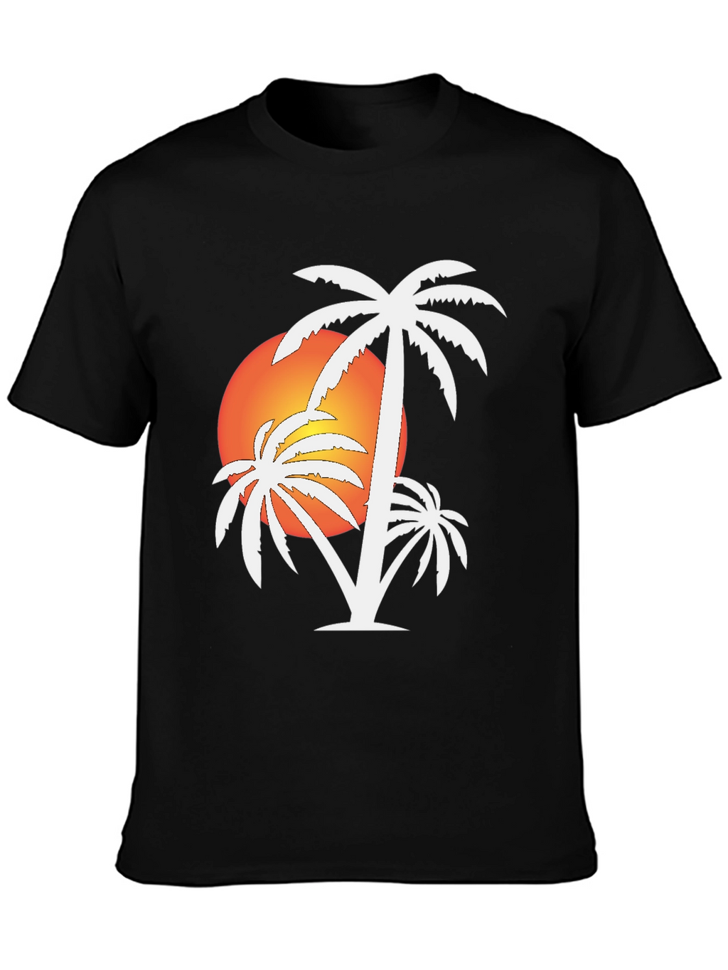 Sunset Palm Tree Black T-Shirt