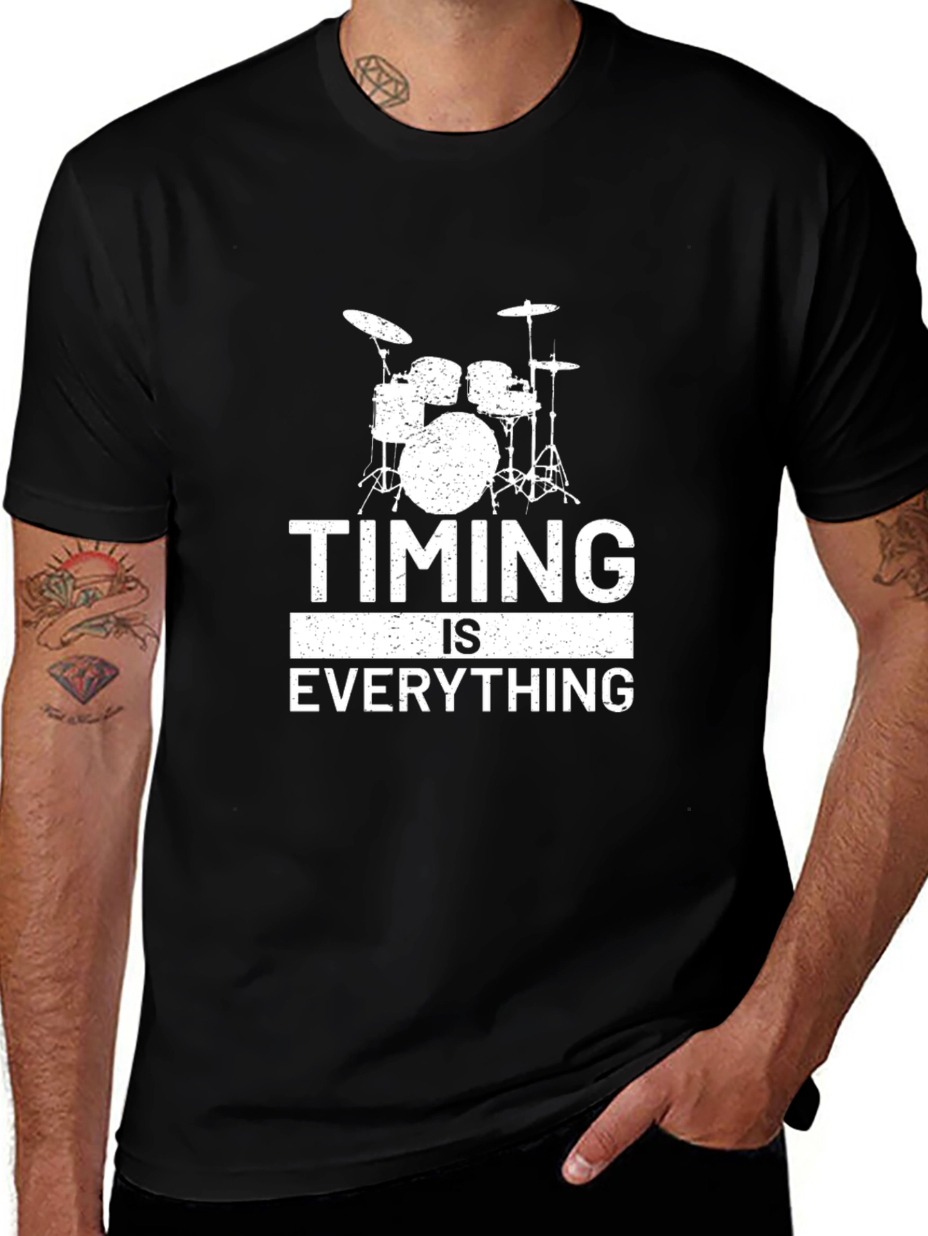 Drum Set Timing is Everything Black T-Shirt