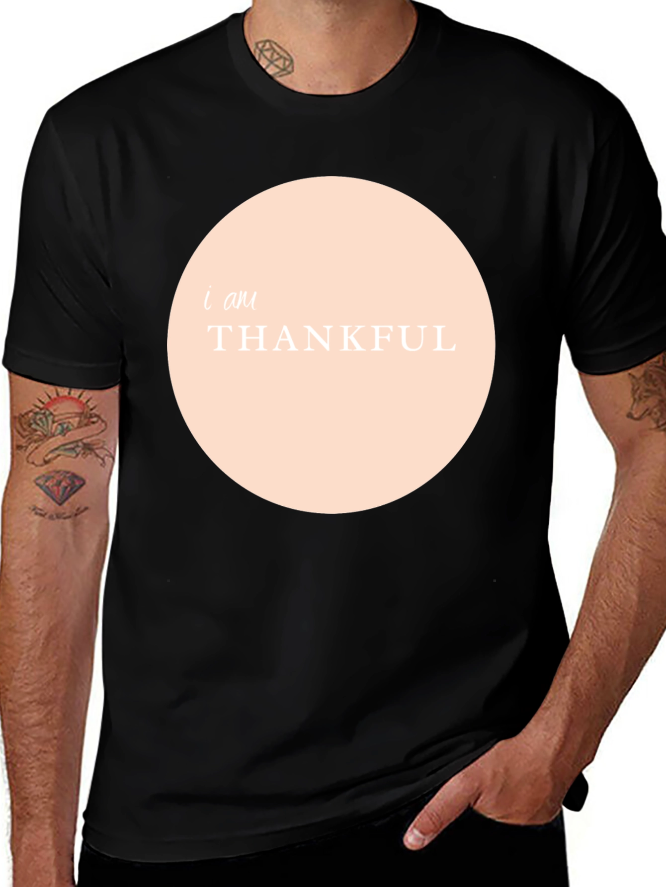 Thankful Graphic Tee - Black Crew Neck Shirt