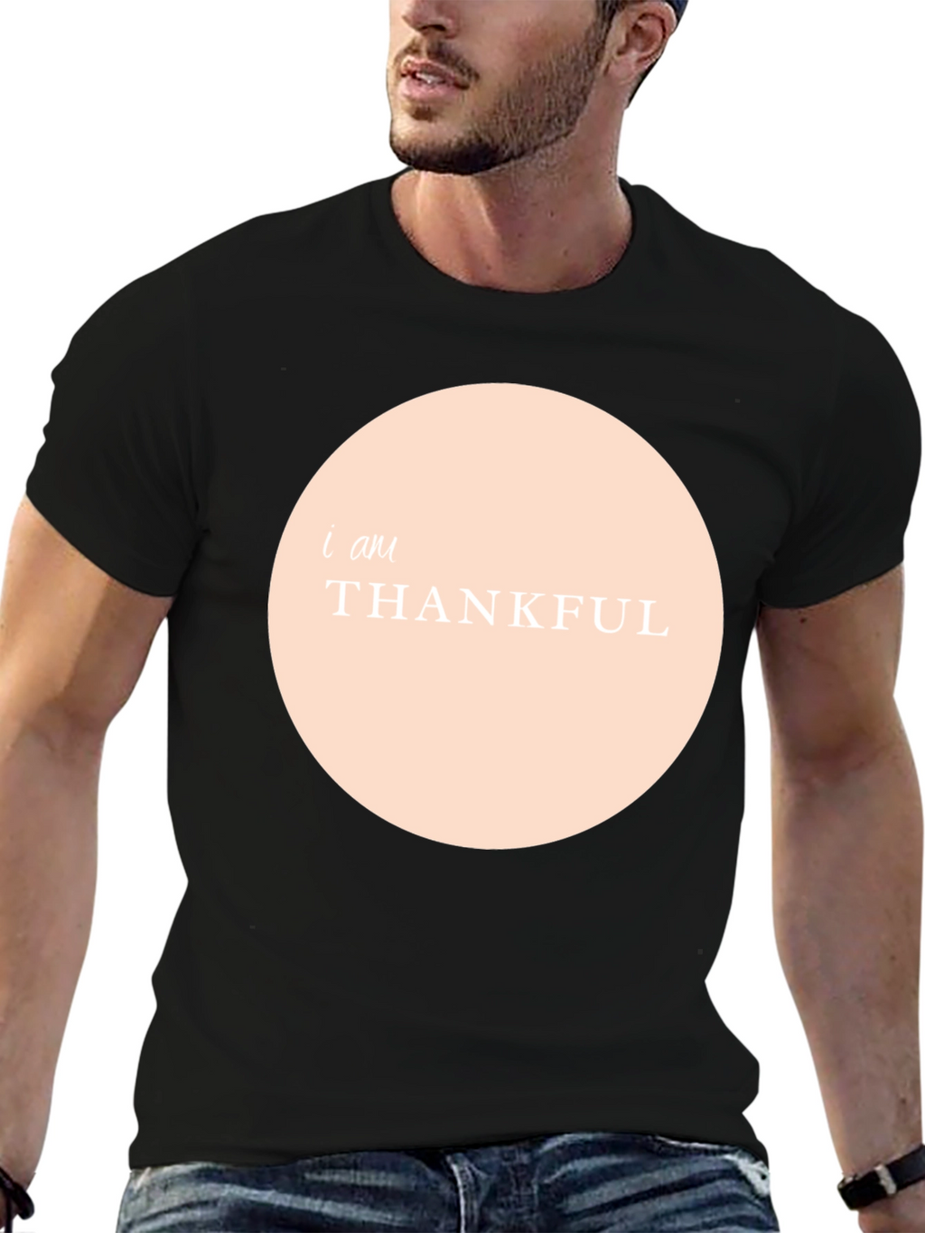 Thankful Graphic Tee - Black Crew Neck Shirt
