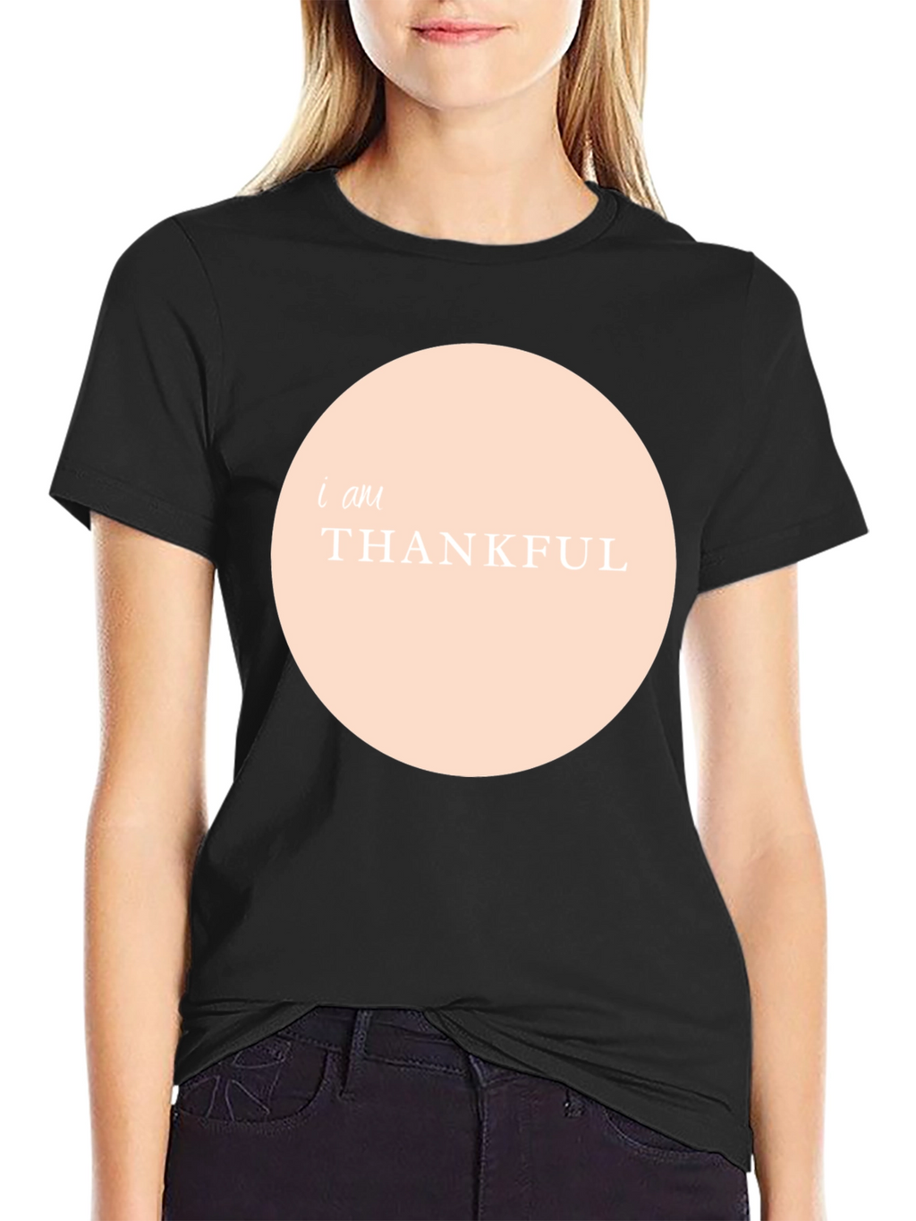 Thankful Graphic Tee - Black Crew Neck Shirt