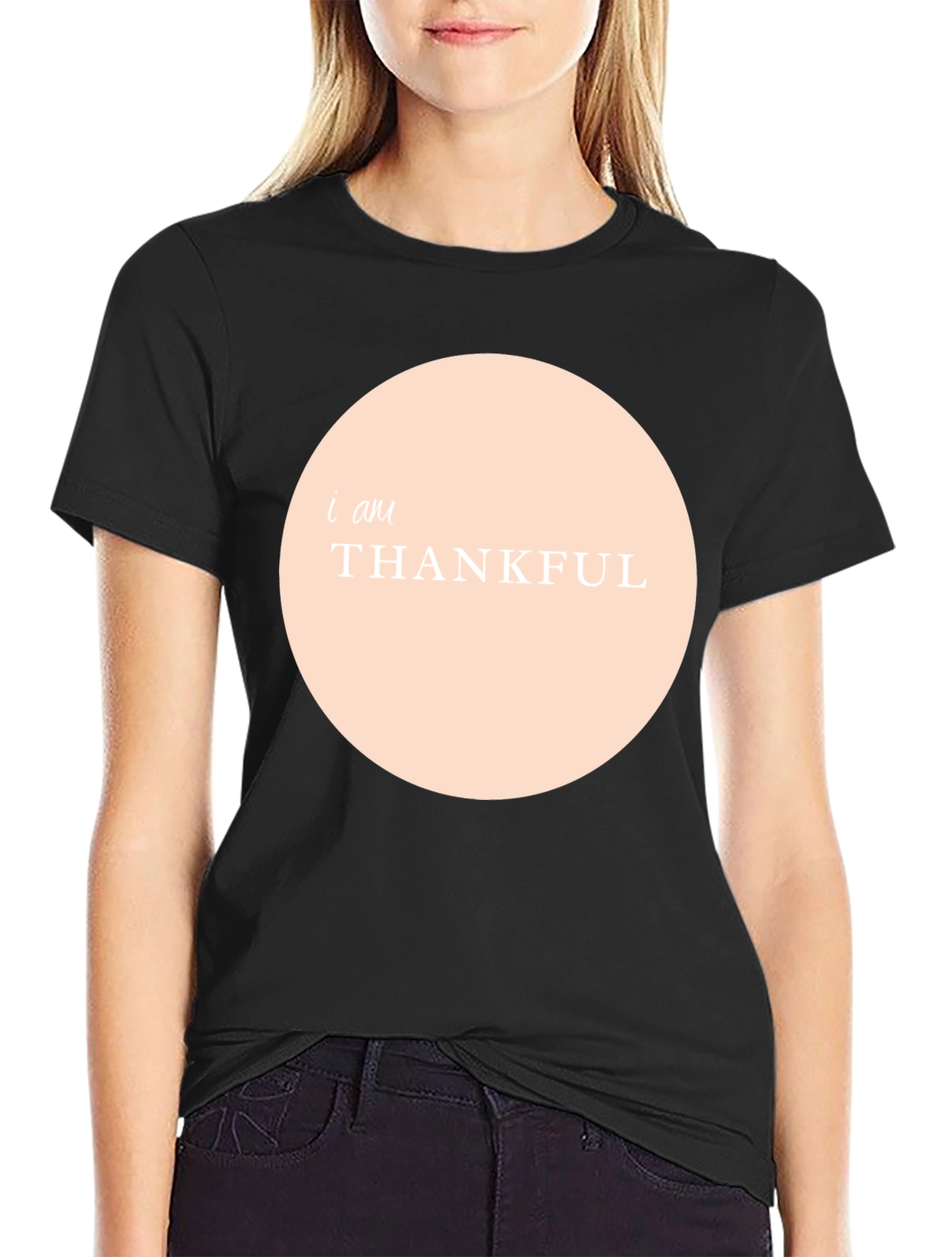 Thankful Graphic Tee - Black Crew Neck Shirt