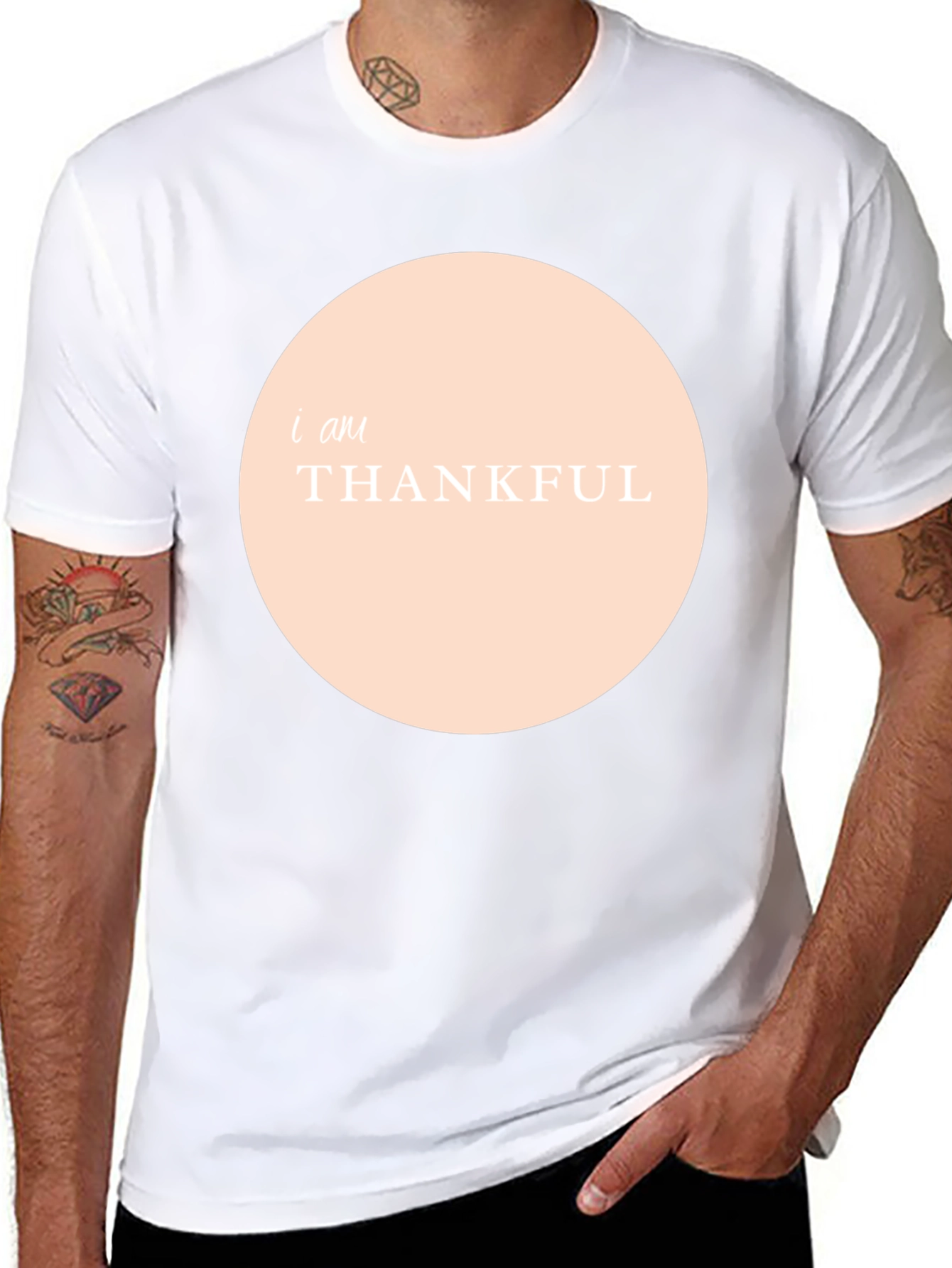 Thankful Graphic Tee - Black Crew Neck Shirt