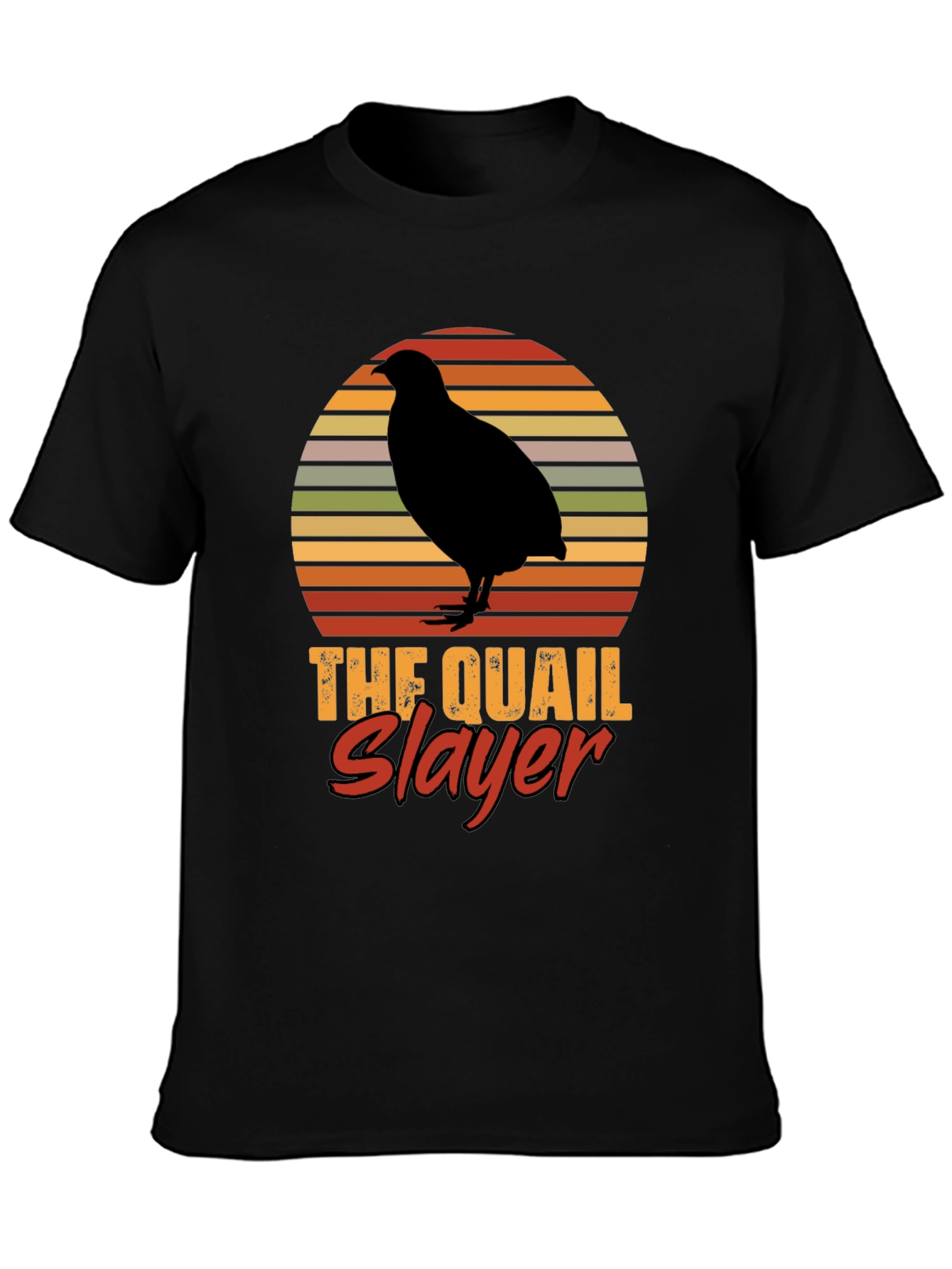 Quail Slayer T-Shirt - Vintage Sunset Design