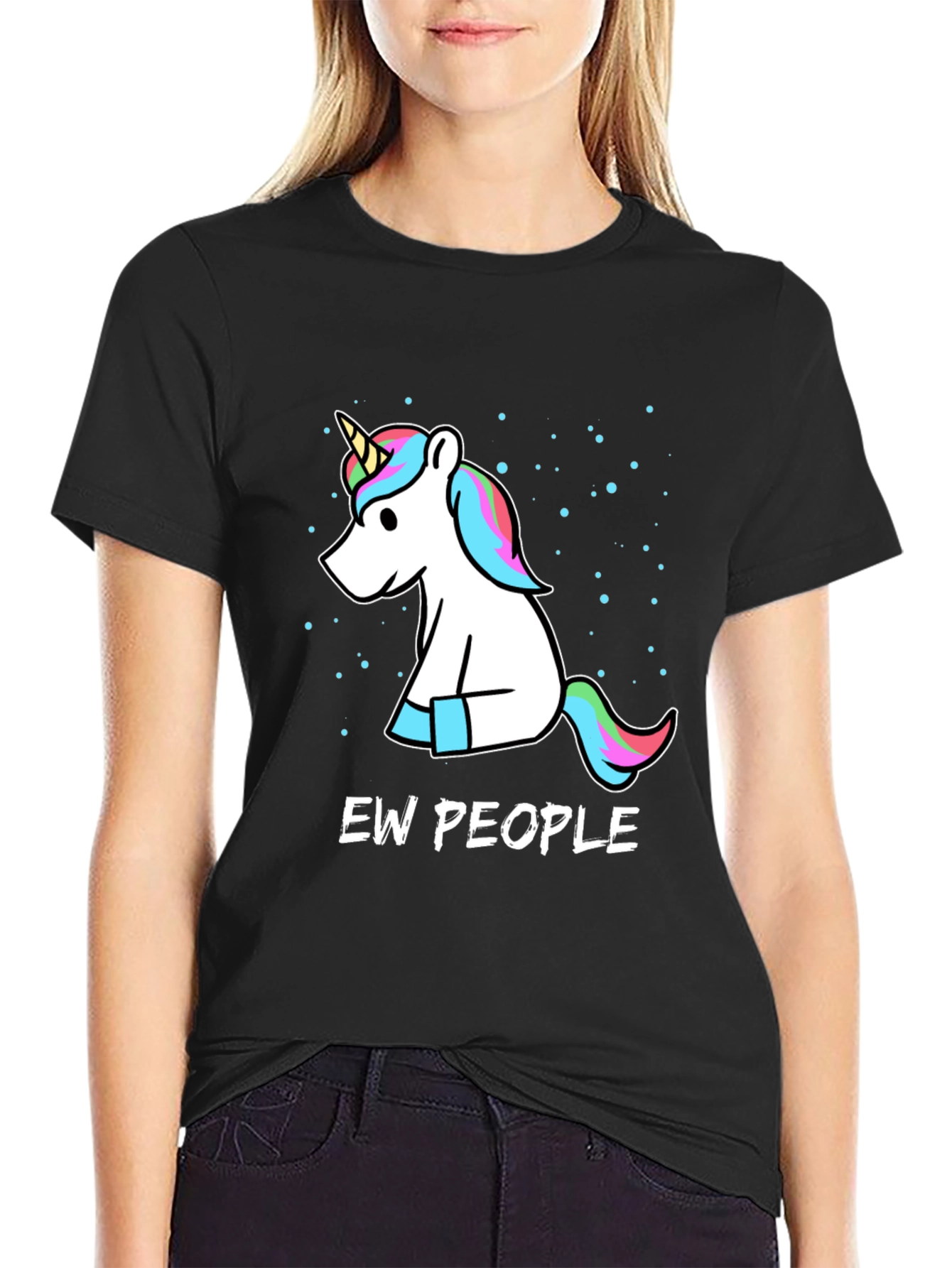 Ew People Unicorn Graphic Tee - Unisex Black T-Shirt