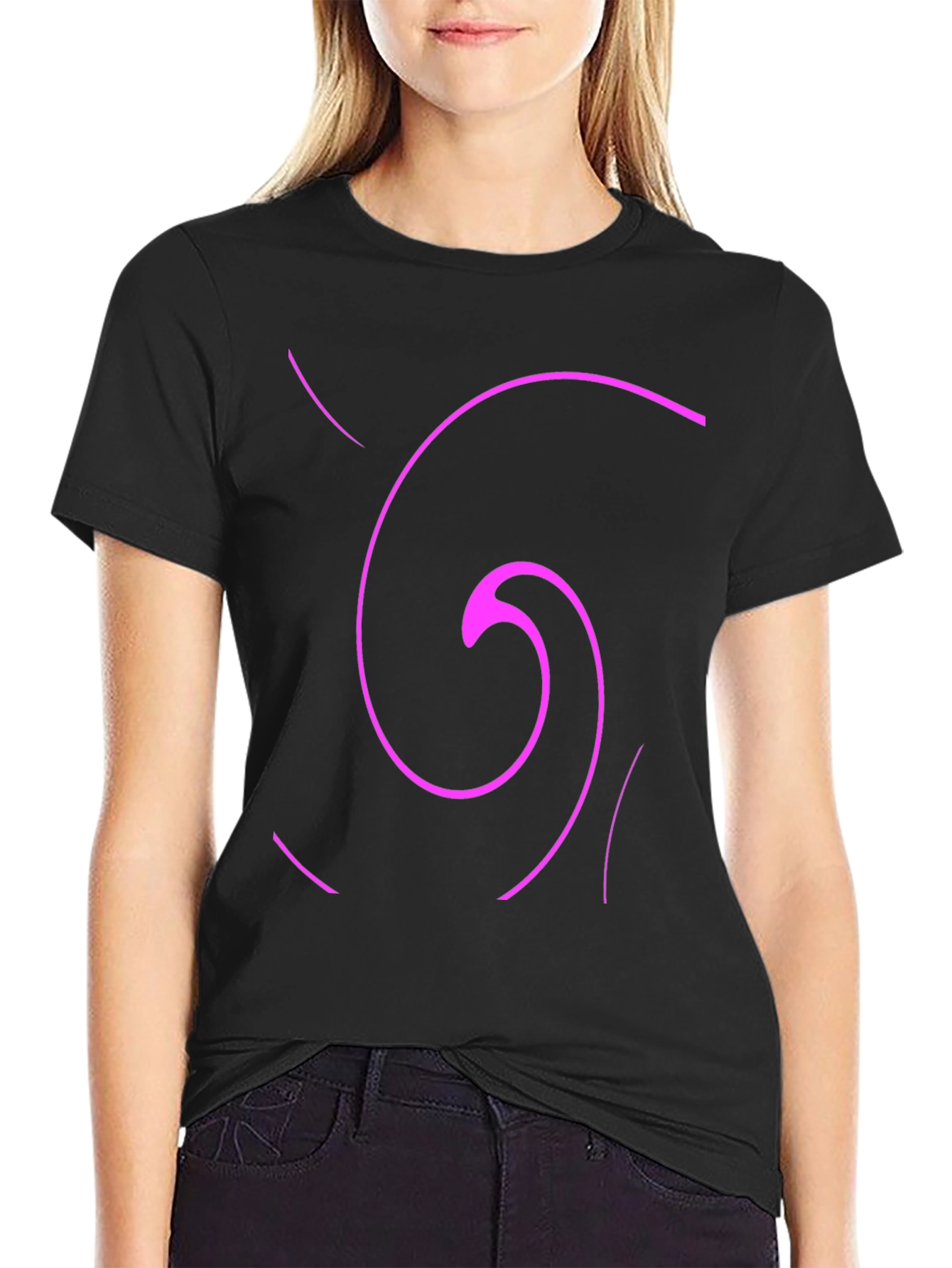 Abstract Swirl Graphic Tee - Casual Black T-Shirt