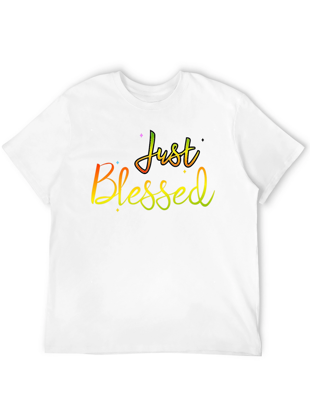 Just Blessed Rainbow Text Black T-Shirt